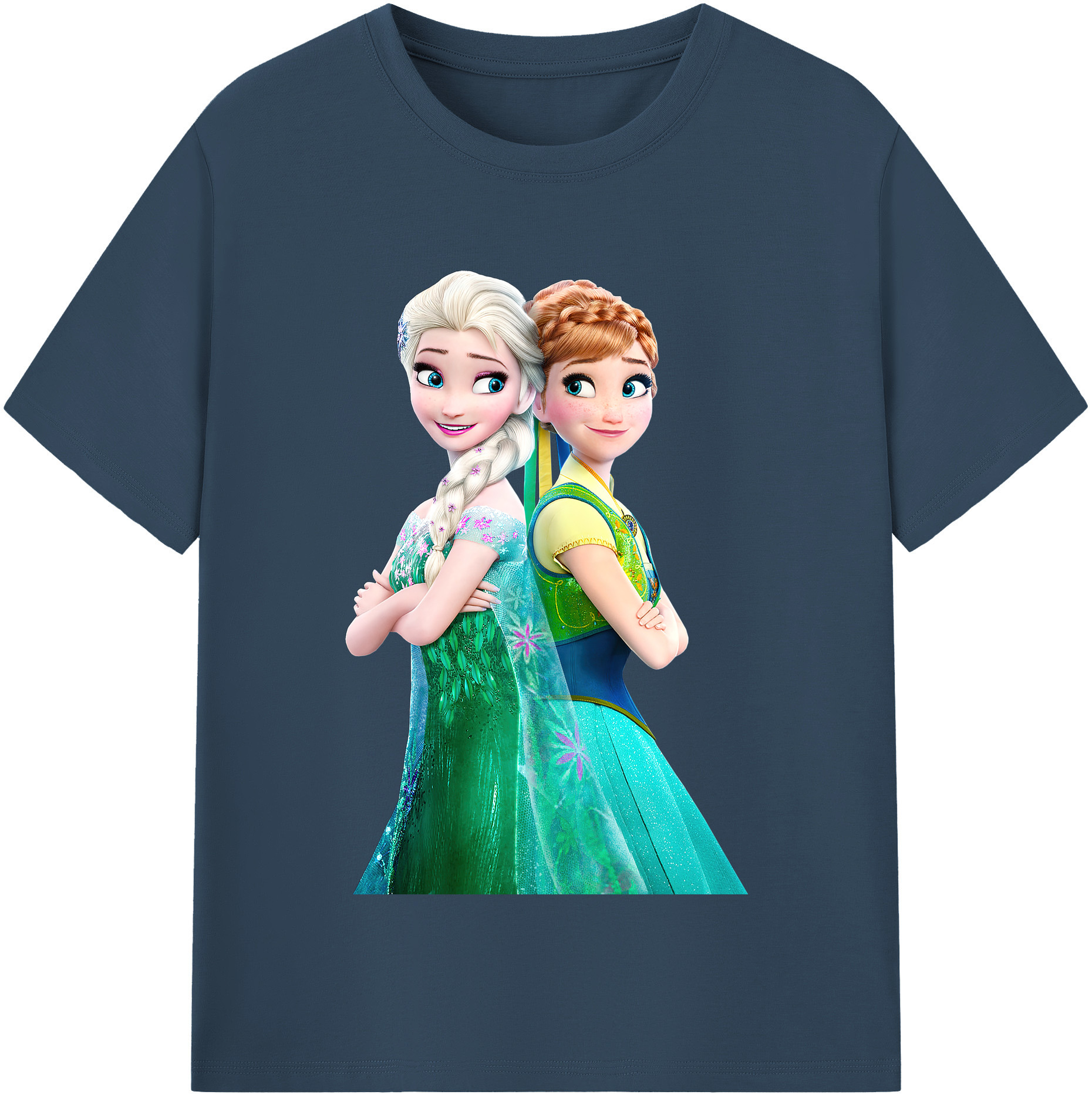 （画像用） アナと雪の女王 アンナ エルサ Frozen Anna Elsa 綿100％半袖Tシャツ（フロントプリント）
