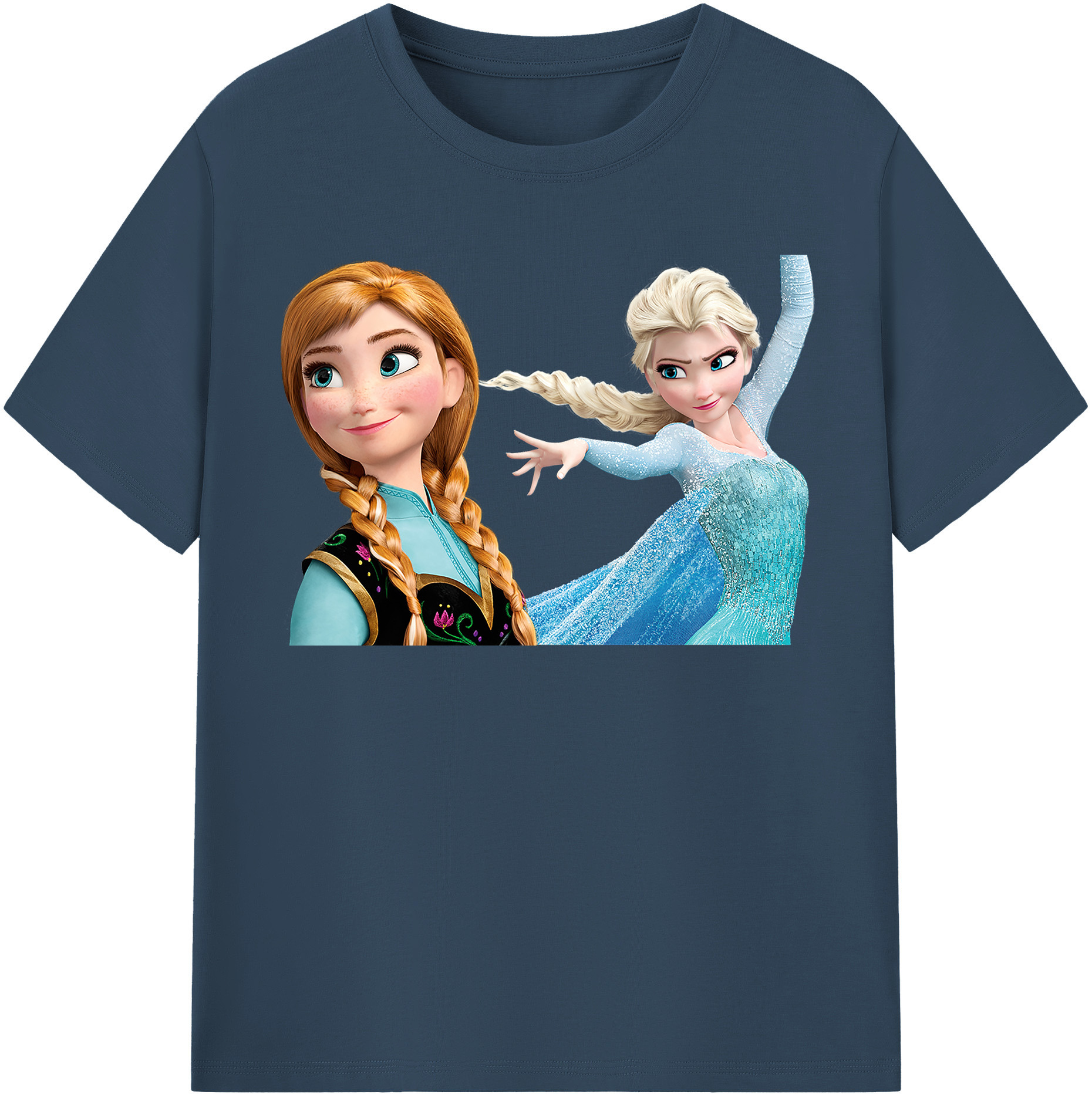 （画像用） アナと雪の女王 アンナ エルサ Frozen Anna Elsa 綿100％半袖Tシャツ（フロントプリント）