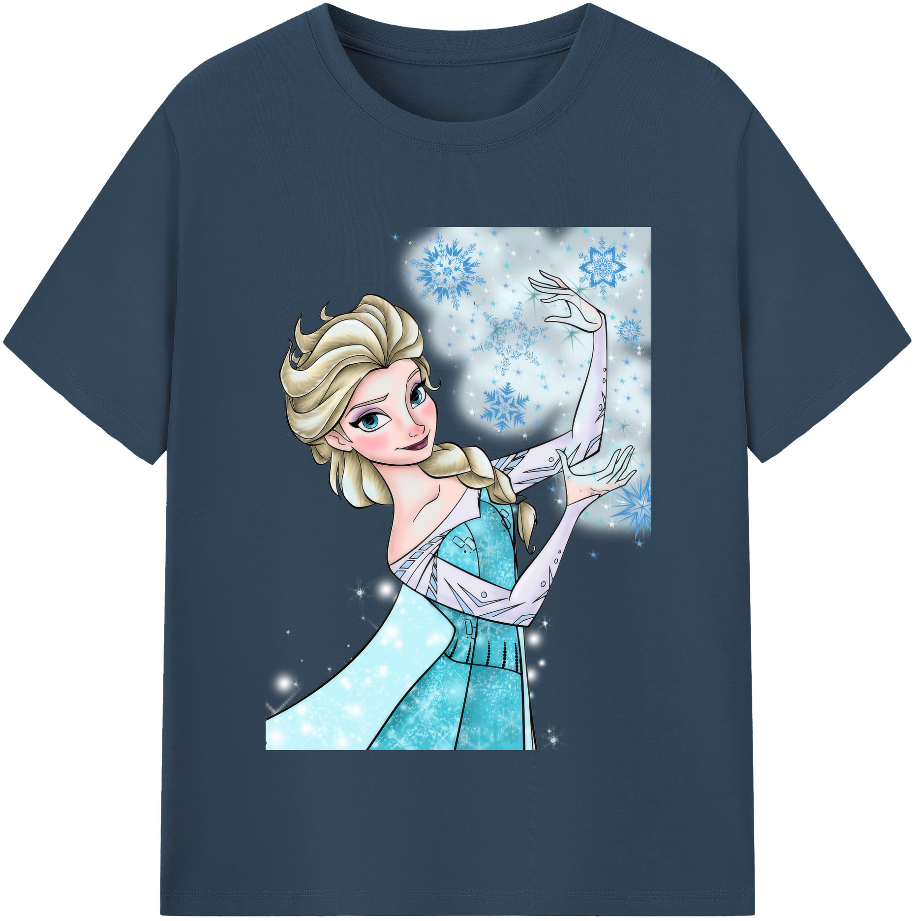 （画像用） アナと雪の女王 アンナ エルサ Frozen Anna Elsa 綿100％半袖Tシャツ（フロントプリント）