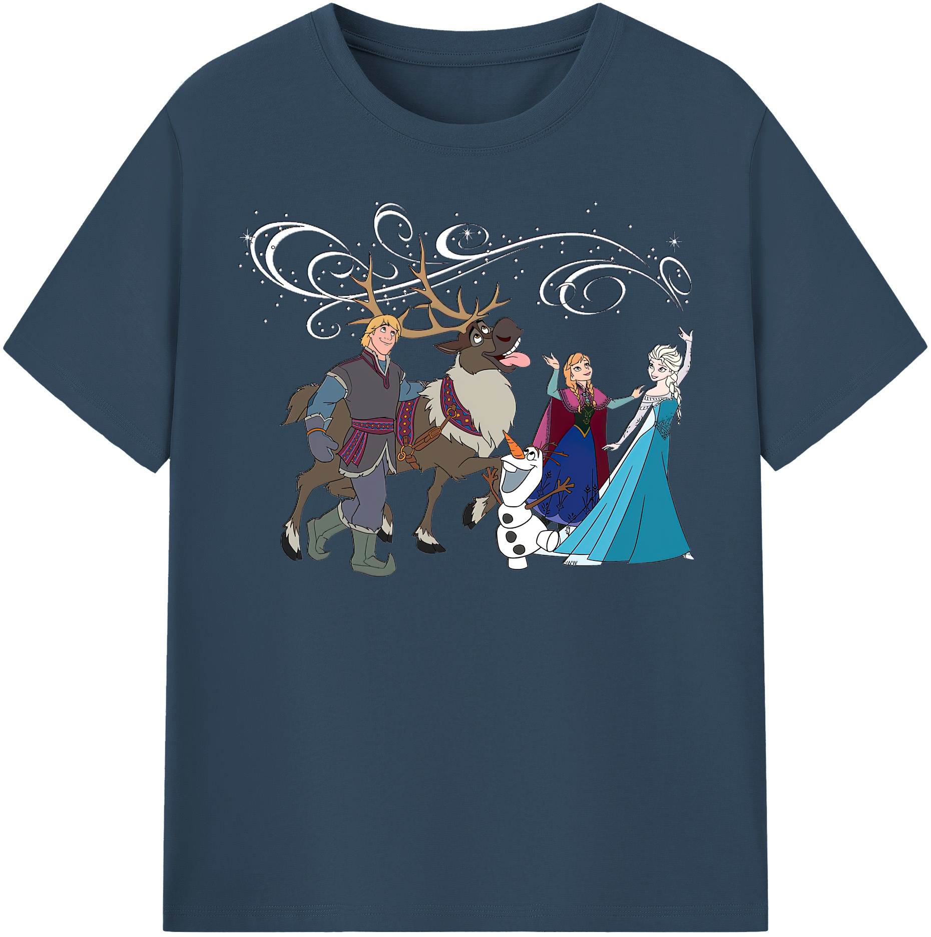 （画像用） アナと雪の女王 アンナ エルサ Frozen Anna Elsa 綿100％半袖Tシャツ（フロントプリント）