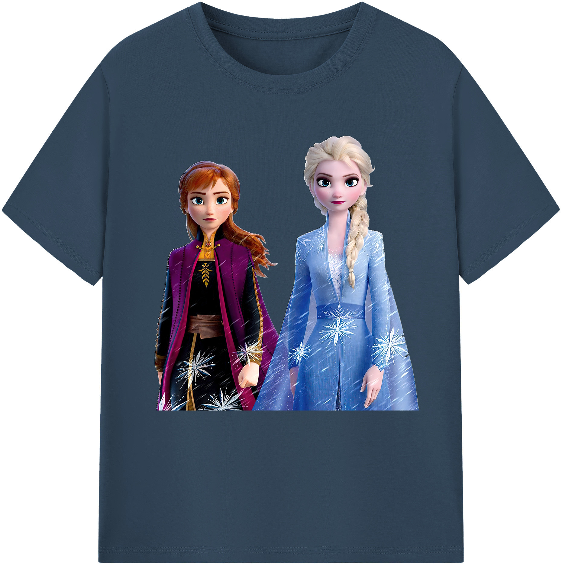 （画像用） アナと雪の女王 アンナ エルサ Frozen Anna Elsa 綿100％半袖Tシャツ（フロントプリント）
