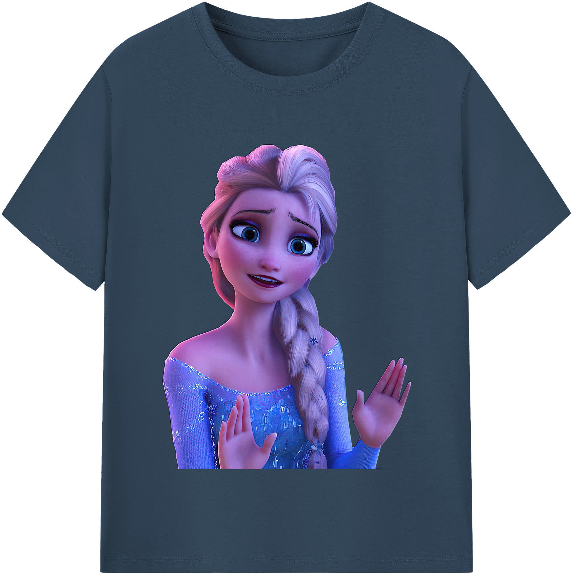（画像用） アナと雪の女王 アンナ エルサ Frozen Anna Elsa 綿100％半袖Tシャツ（フロントプリント）