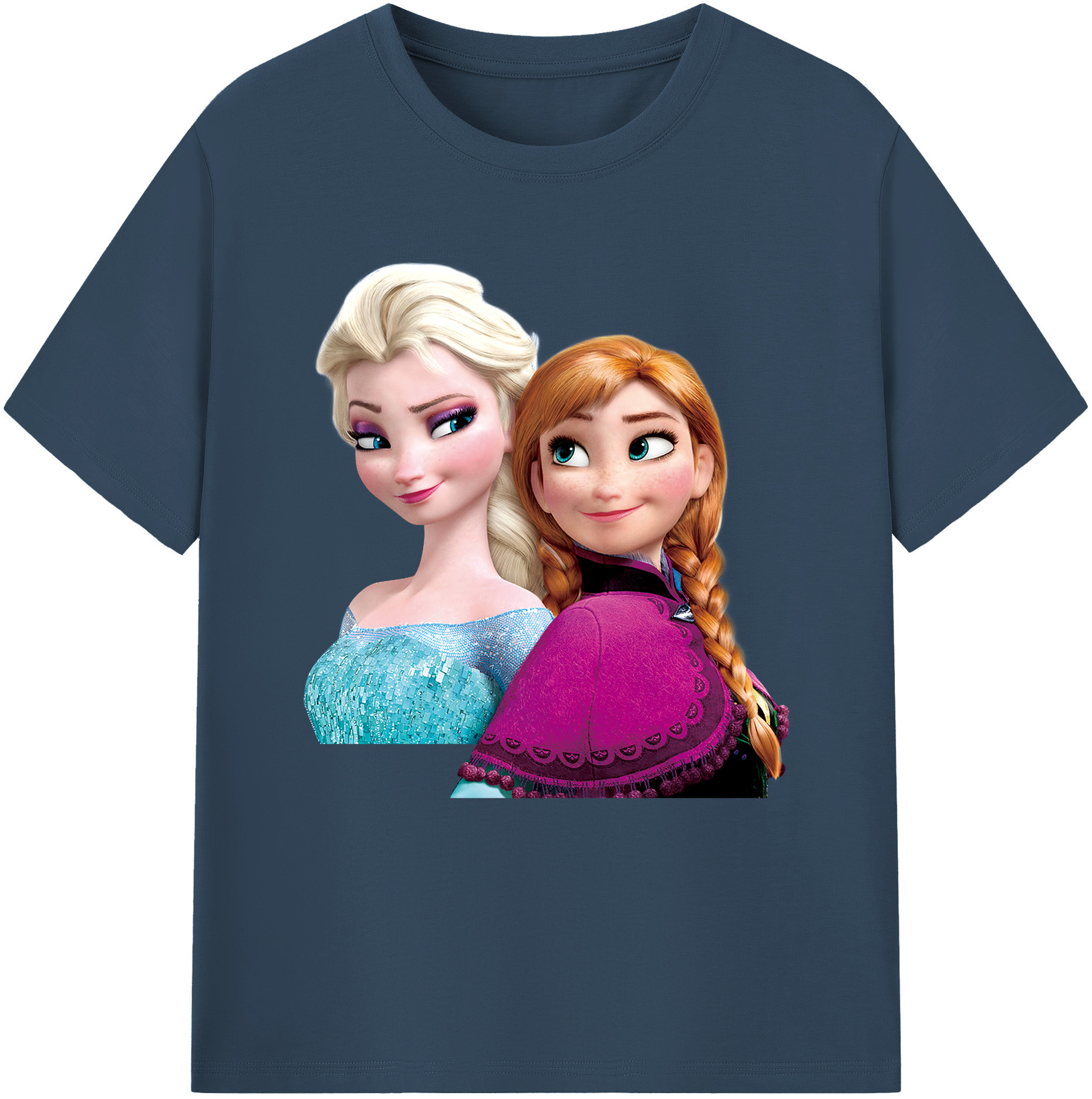 （画像用） アナと雪の女王 アンナ エルサ Frozen Anna Elsa 綿100％半袖Tシャツ（フロントプリント）