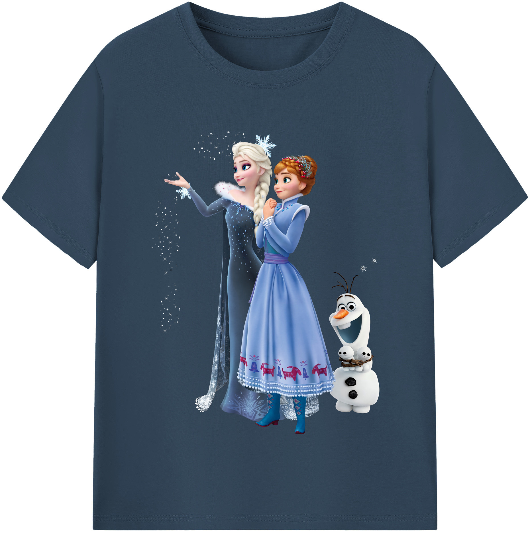 （画像用） アナと雪の女王 アンナ エルサ Frozen Anna Elsa 綿100％半袖Tシャツ（フロントプリント）