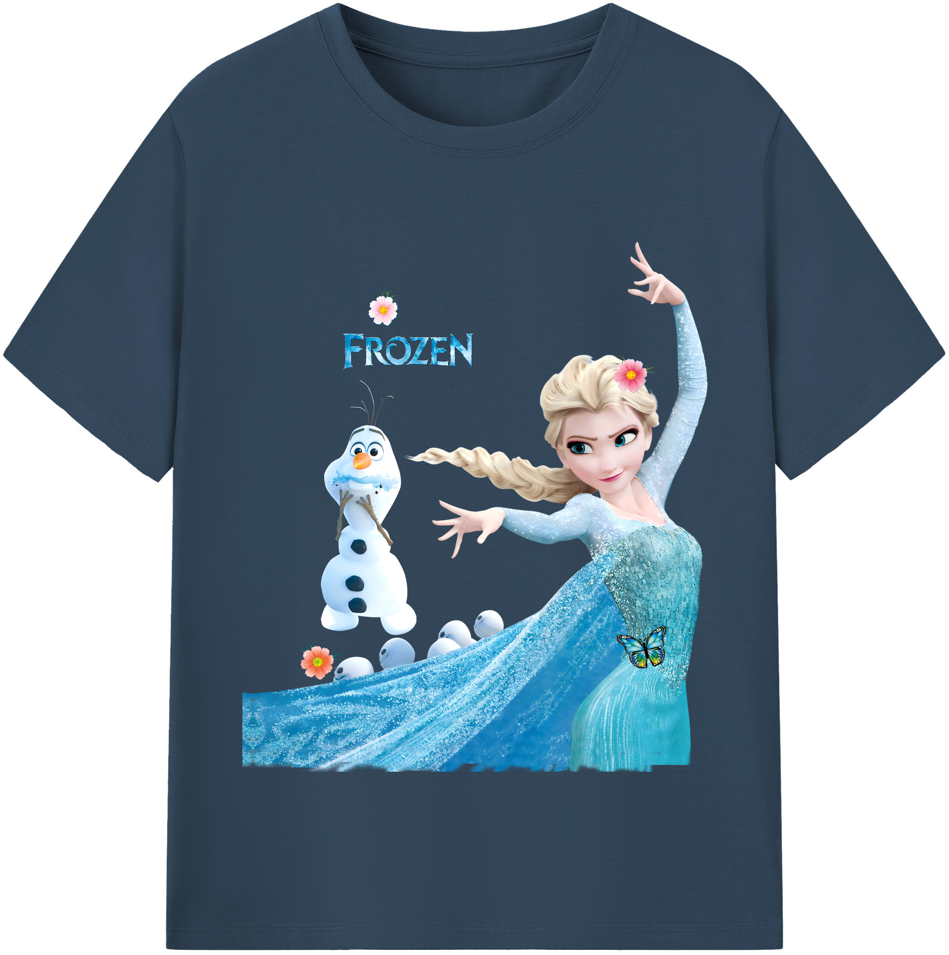 （画像用） アナと雪の女王 アンナ エルサ Frozen Anna Elsa 綿100％半袖Tシャツ（フロントプリント）