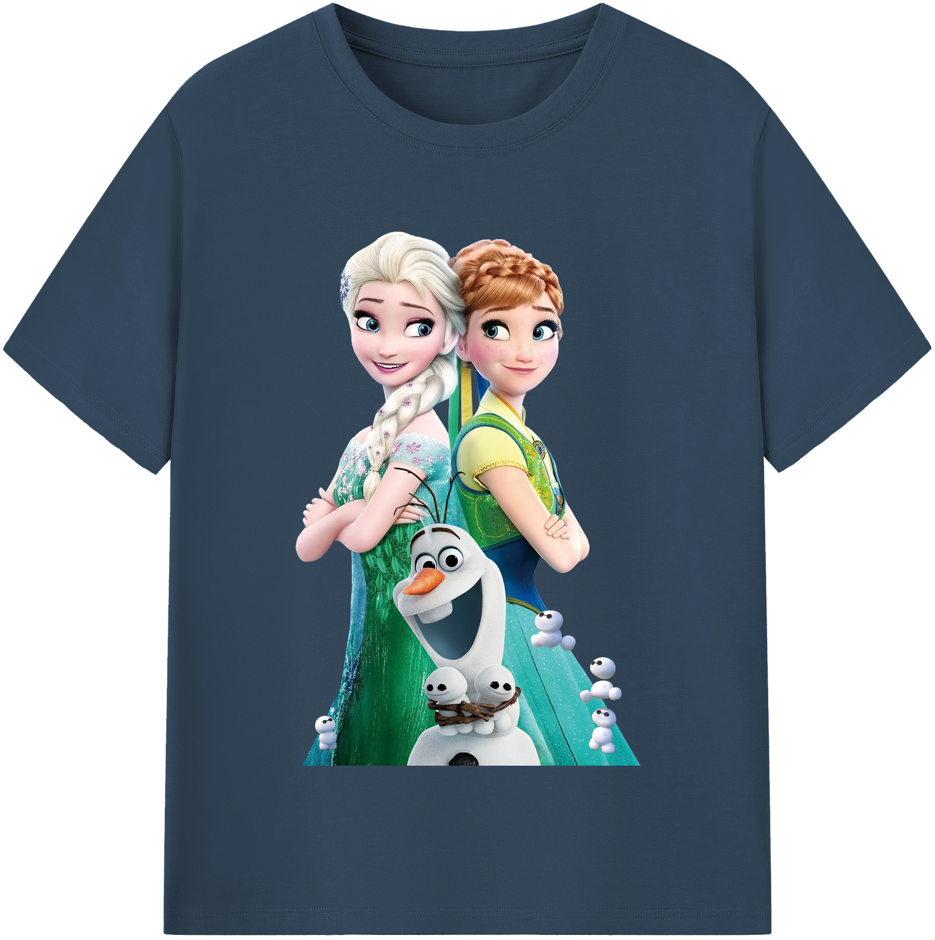 （画像用） アナと雪の女王 アンナ エルサ Frozen Anna Elsa 綿100％半袖Tシャツ（フロントプリント）