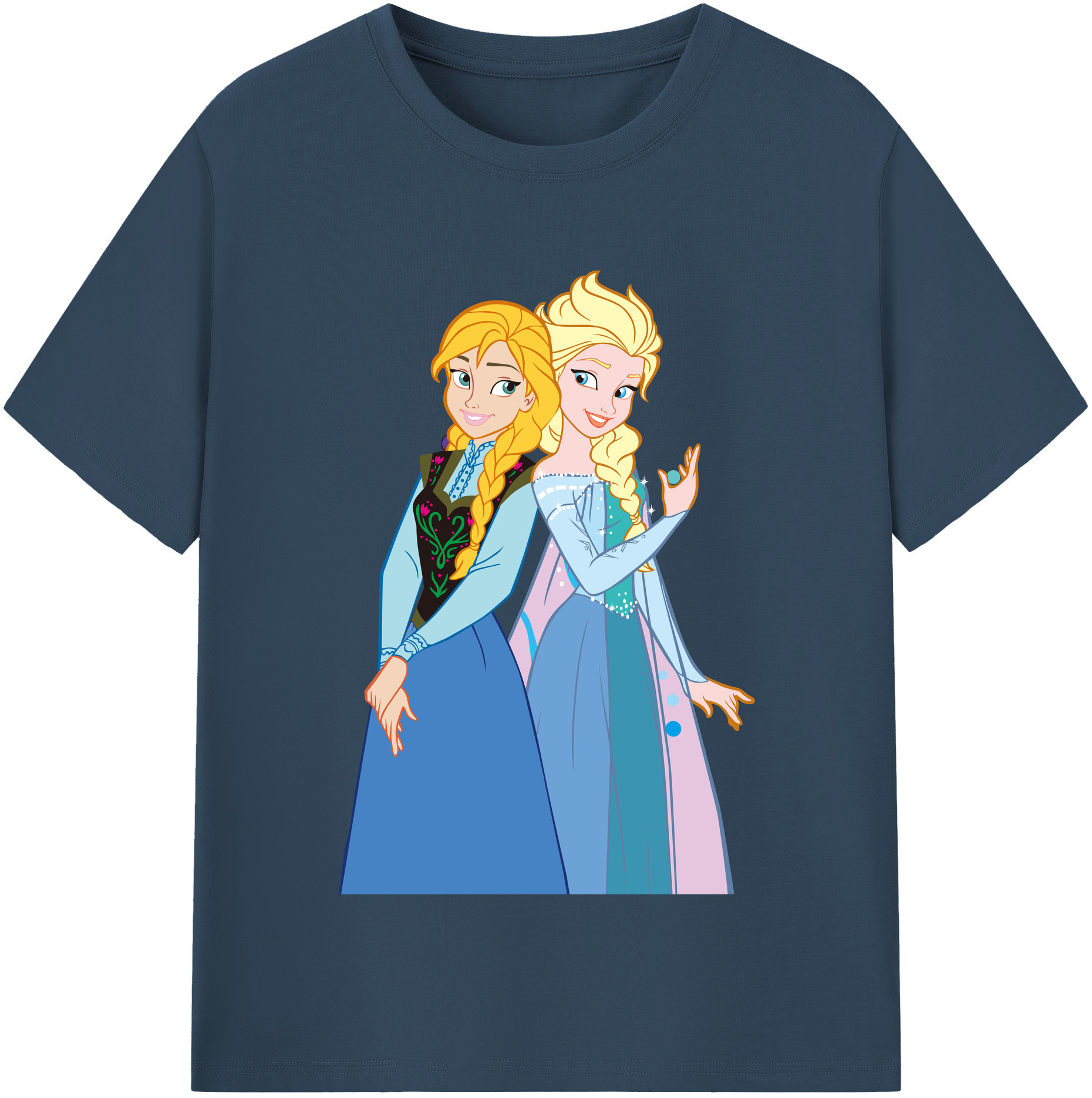 （画像用） アナと雪の女王 アンナ エルサ Frozen Anna Elsa 綿100％半袖Tシャツ（フロントプリント）