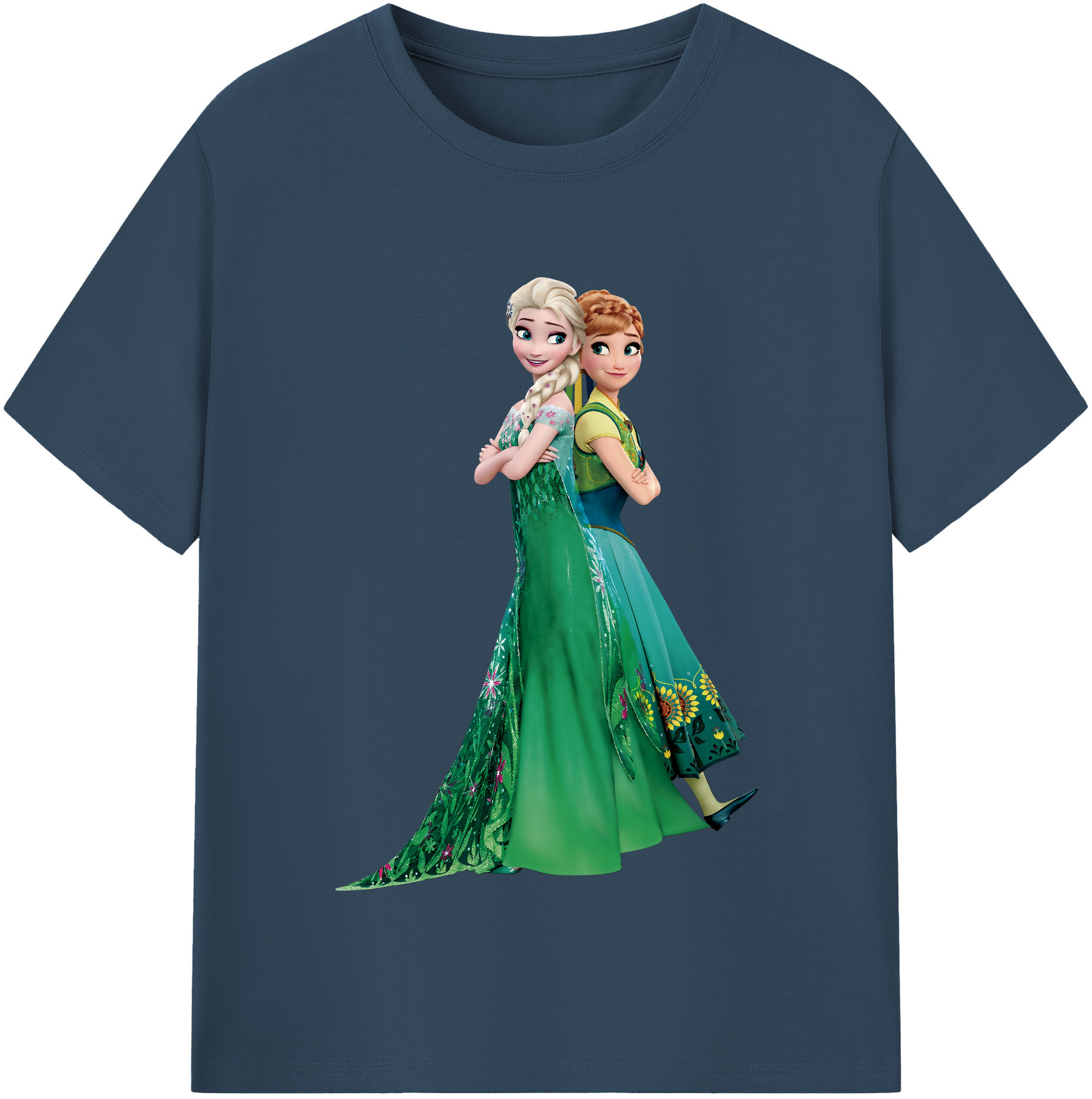 （画像用） アナと雪の女王 アンナ エルサ Frozen Anna Elsa 綿100％半袖Tシャツ（フロントプリント）