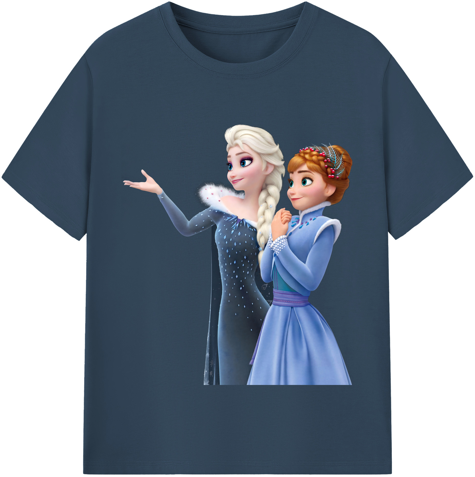 （画像用） アナと雪の女王 アンナ エルサ Frozen Anna Elsa 綿100％半袖Tシャツ（フロントプリント）
