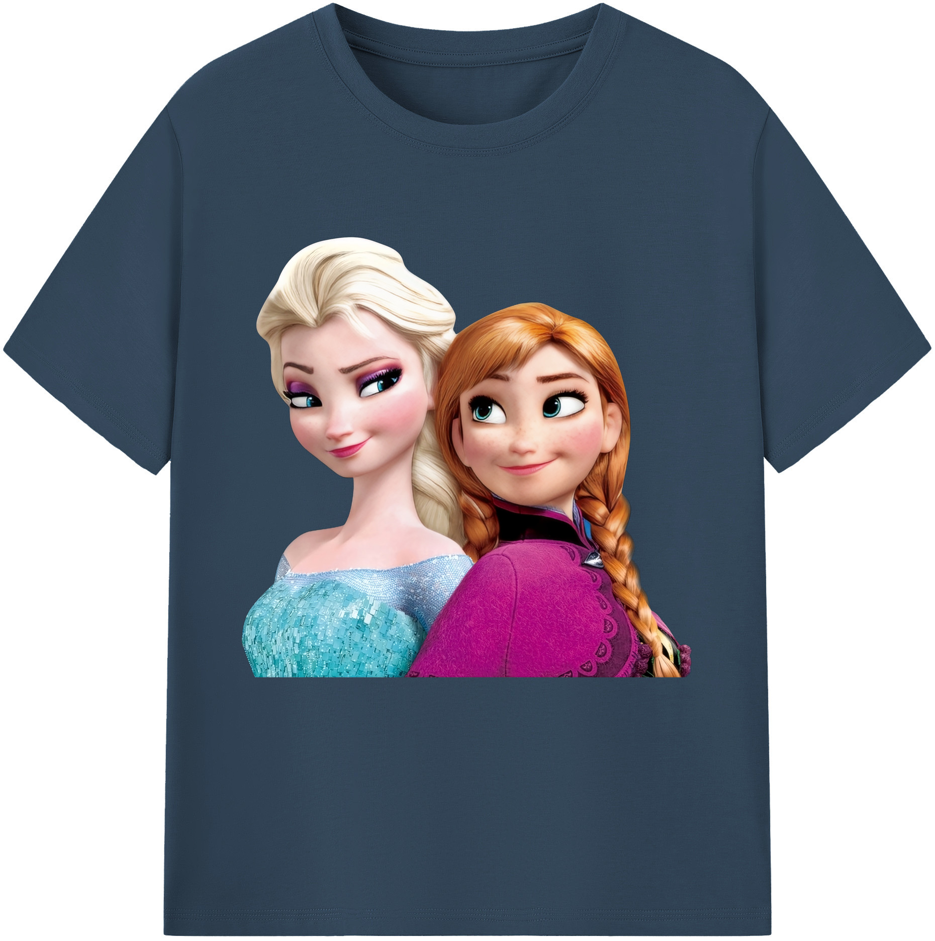 （画像用） アナと雪の女王 アンナ エルサ Frozen Anna Elsa 綿100％半袖Tシャツ（フロントプリント）