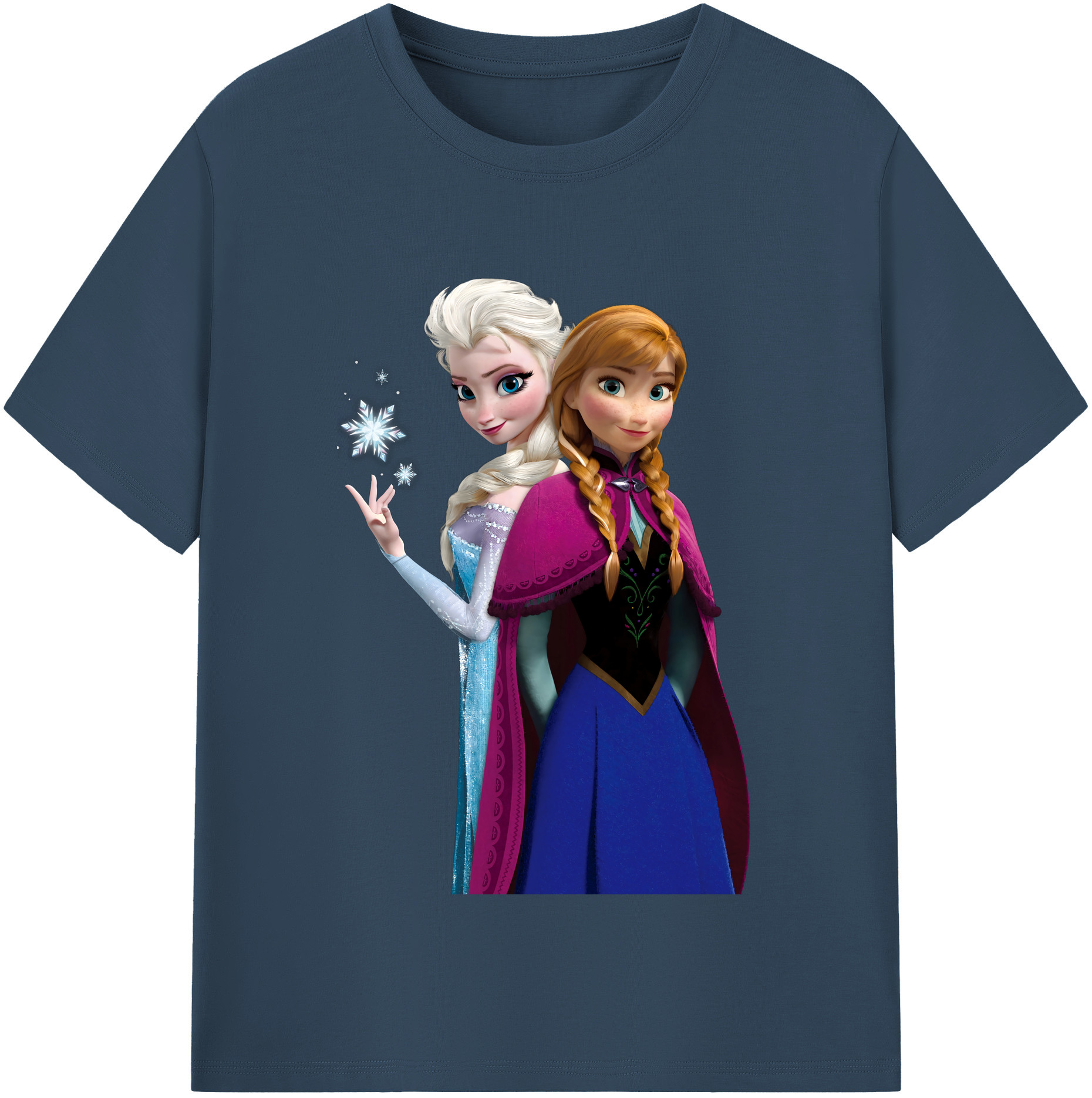 （画像用） アナと雪の女王 アンナ エルサ Frozen Anna Elsa 綿100％半袖Tシャツ（フロントプリント）