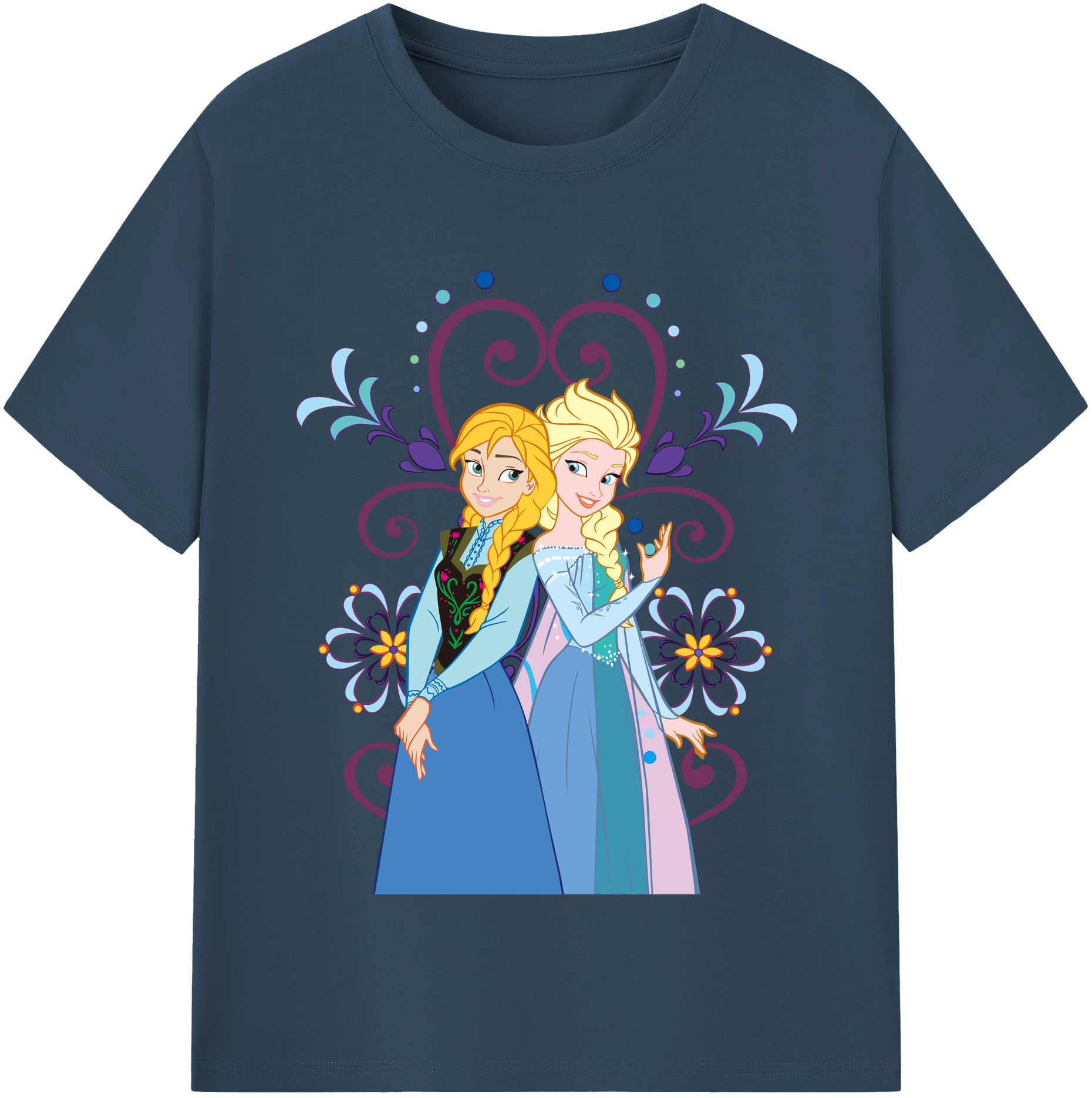 （画像用） アナと雪の女王 アンナ エルサ Frozen Anna Elsa 綿100％半袖Tシャツ（フロントプリント）