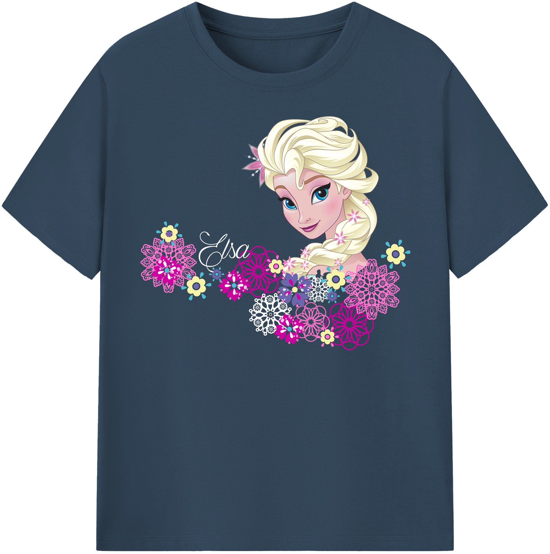 （画像用） アナと雪の女王 アンナ エルサ Frozen Anna Elsa 綿100％半袖Tシャツ（フロントプリント）