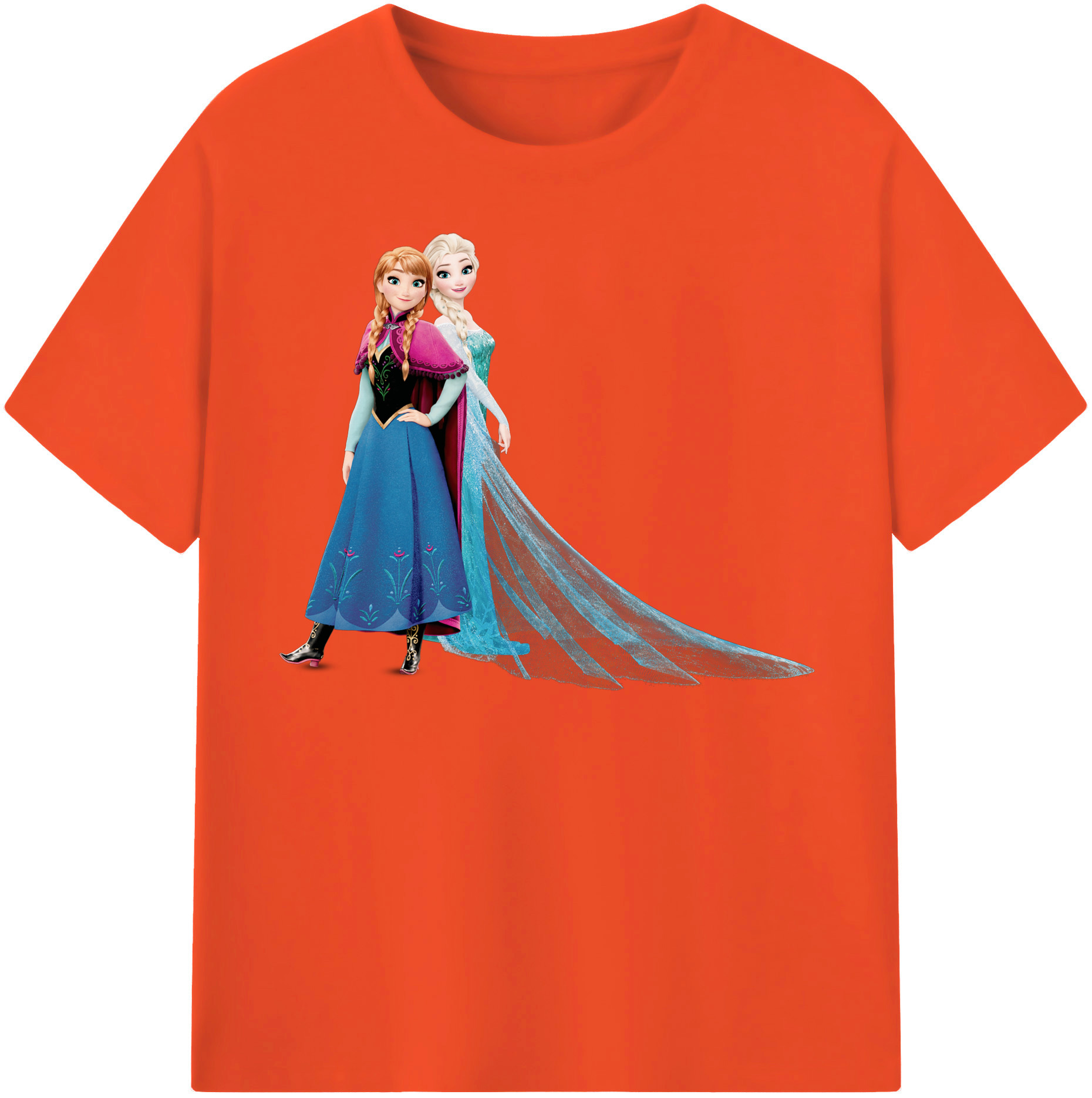 （画像用） アナと雪の女王 アンナ エルサ Frozen Anna Elsa 綿100％半袖Tシャツ（フロントプリント）