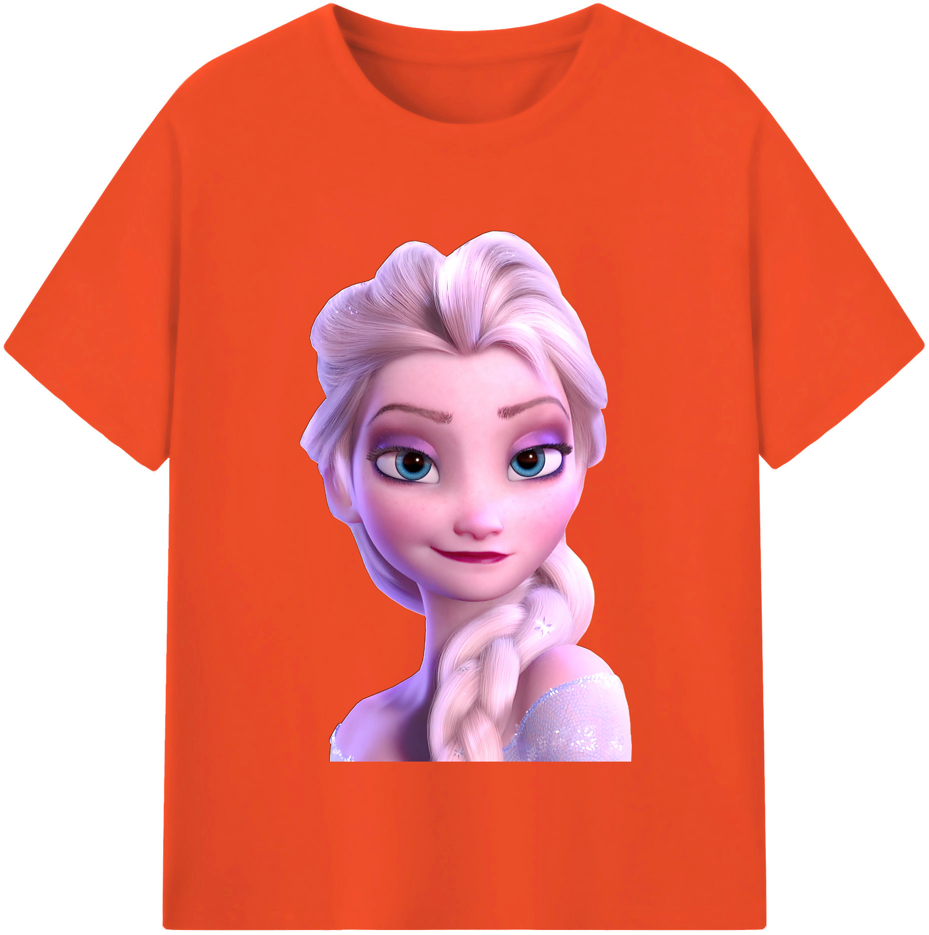 （画像用） アナと雪の女王 アンナ エルサ Frozen Anna Elsa 綿100％半袖Tシャツ（フロントプリント）