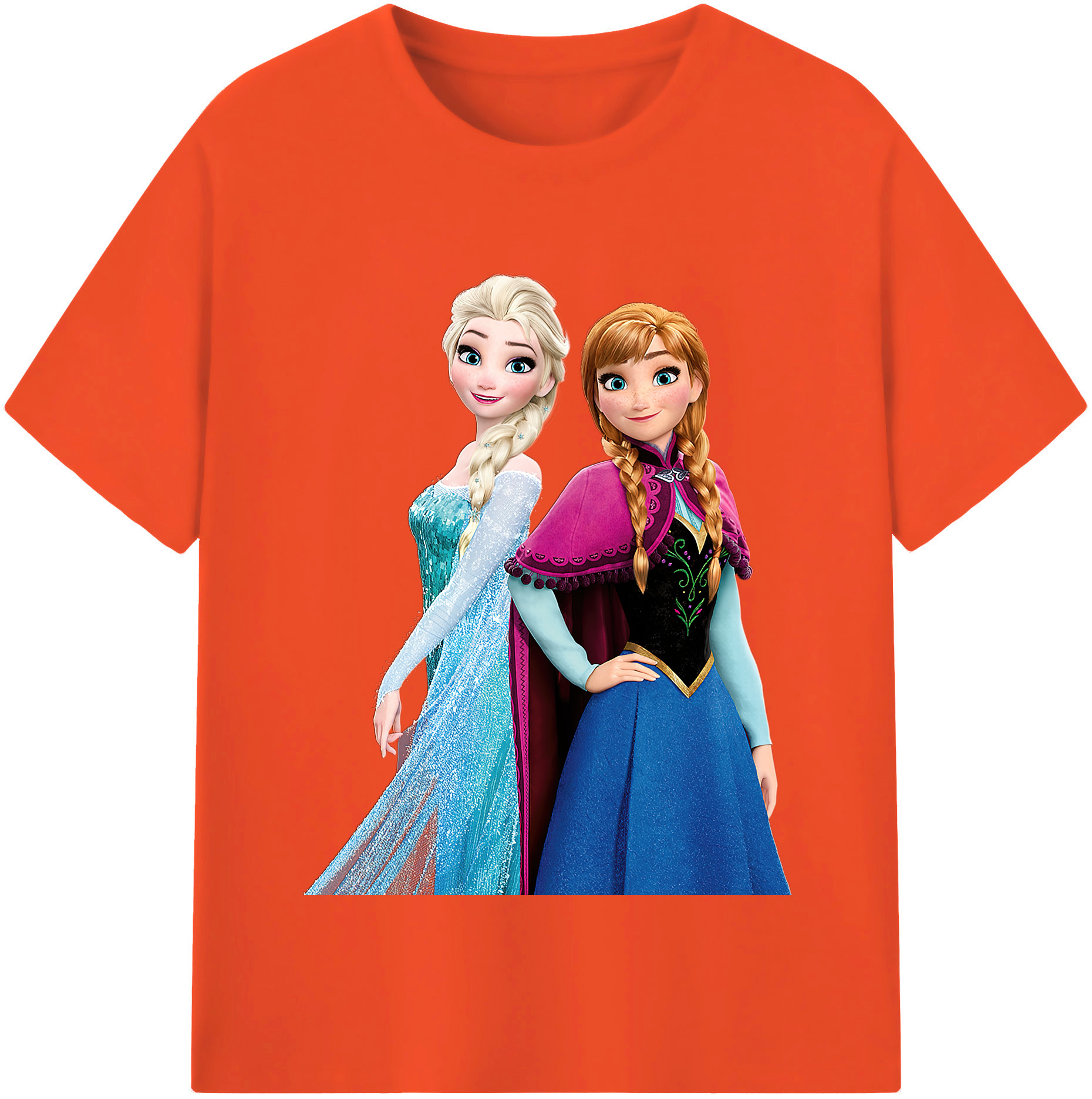 （画像用） アナと雪の女王 アンナ エルサ Frozen Anna Elsa 綿100％半袖Tシャツ（フロントプリント）