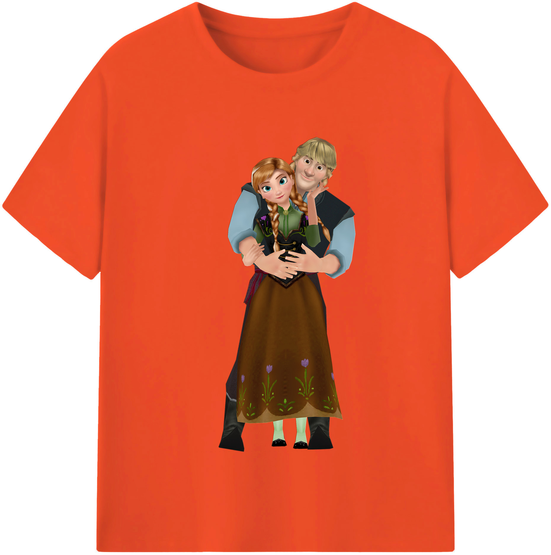 （画像用） アナと雪の女王 アンナ エルサ Frozen Anna Elsa 綿100％半袖Tシャツ（フロントプリント）