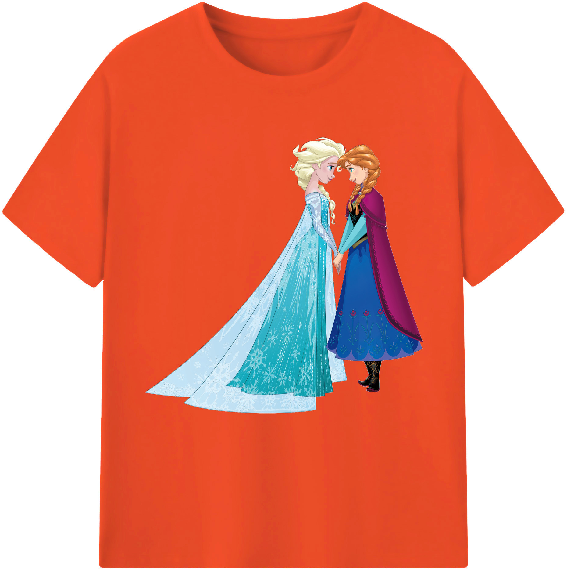 （画像用） アナと雪の女王 アンナ エルサ Frozen Anna Elsa 綿100％半袖Tシャツ（フロントプリント）