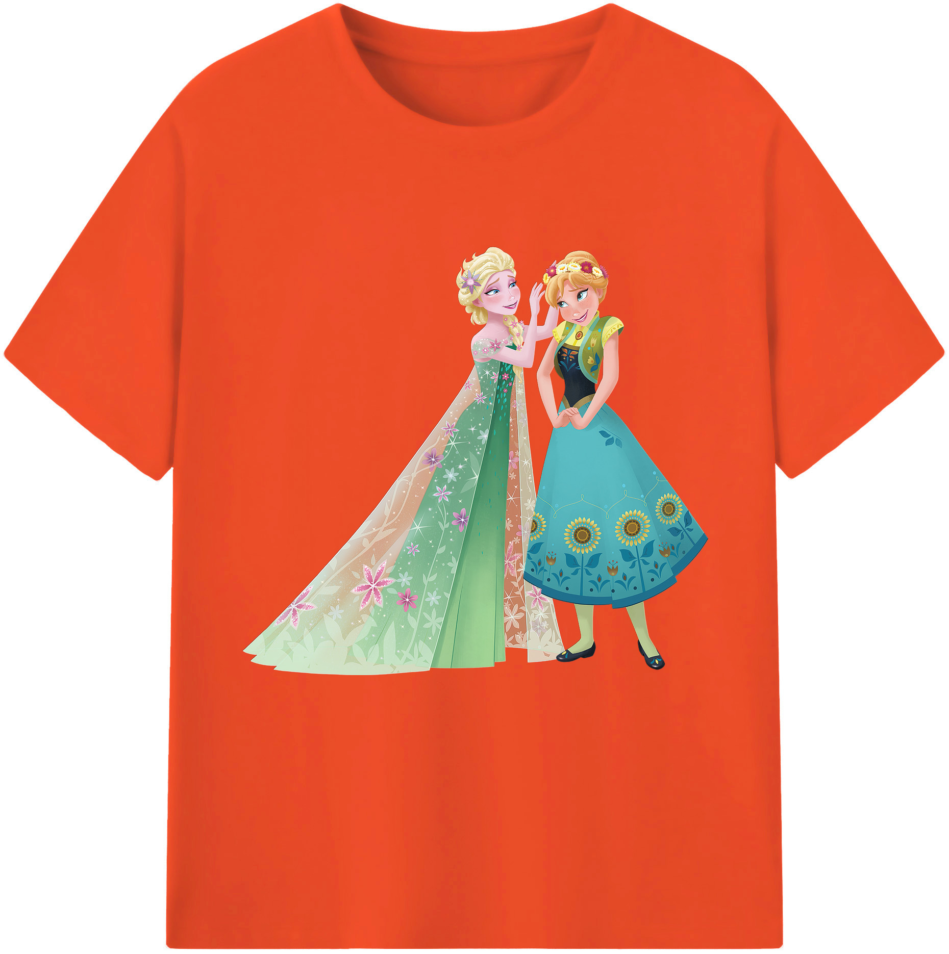 （画像用） アナと雪の女王 アンナ エルサ Frozen Anna Elsa 綿100％半袖Tシャツ（フロントプリント）