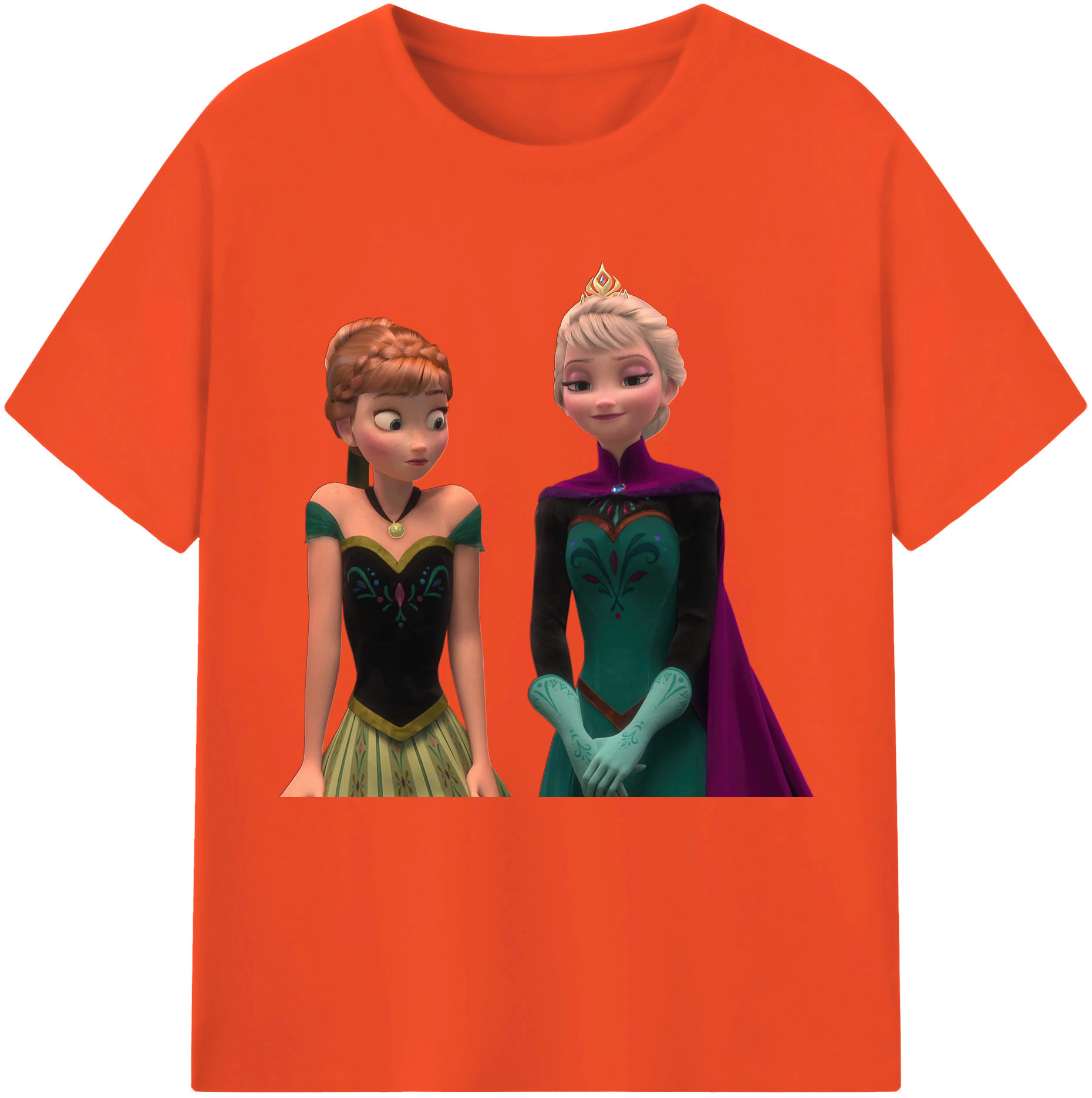 （画像用） アナと雪の女王 アンナ エルサ Frozen Anna Elsa 綿100％半袖Tシャツ（フロントプリント）