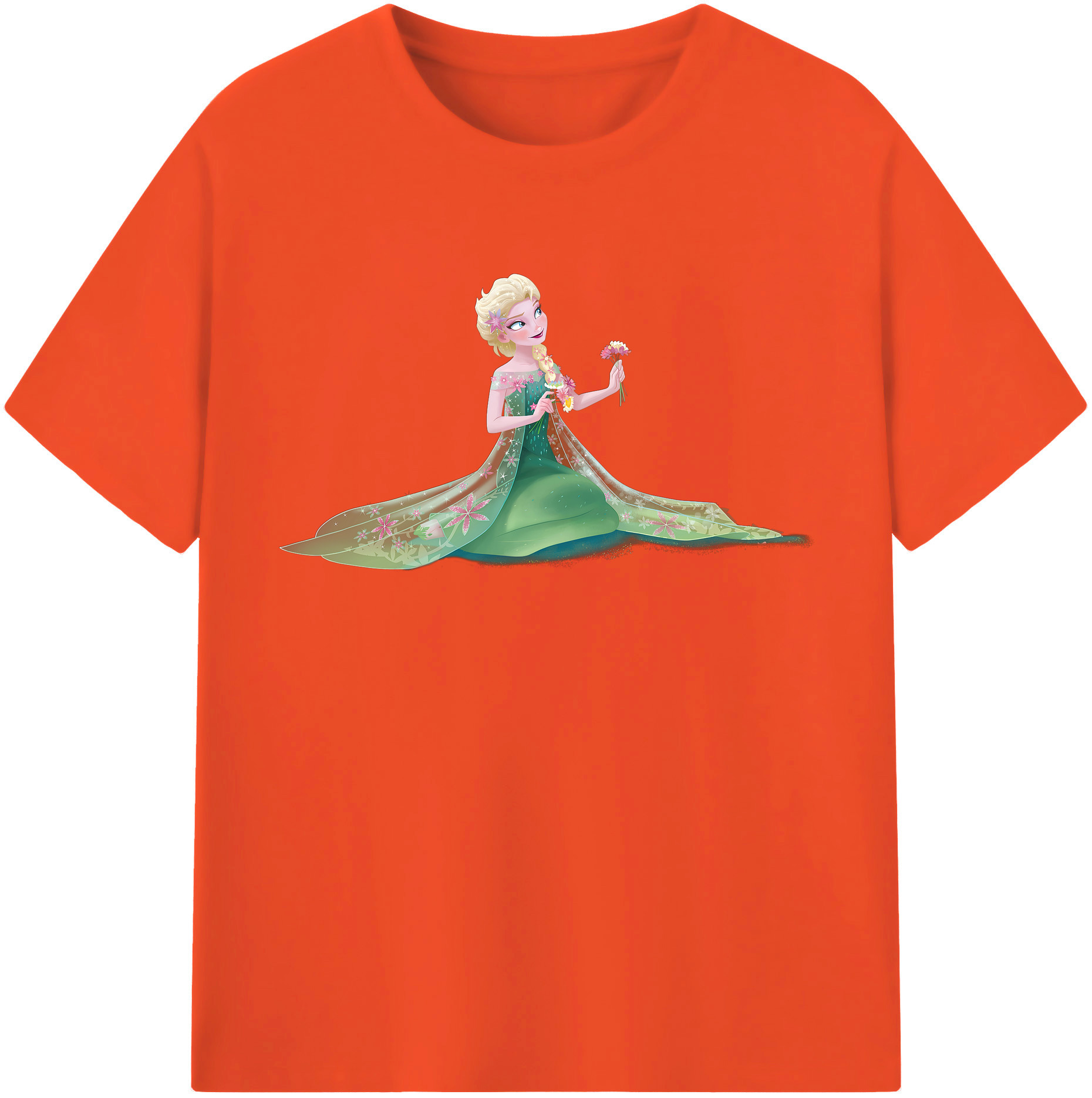 （画像用） アナと雪の女王 アンナ エルサ Frozen Anna Elsa 綿100％半袖Tシャツ（フロントプリント）
