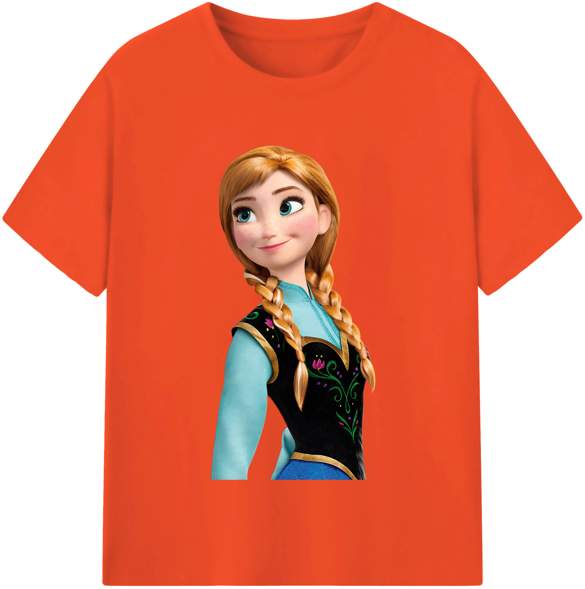 （画像用） アナと雪の女王 アンナ エルサ Frozen Anna Elsa 綿100％半袖Tシャツ（フロントプリント）