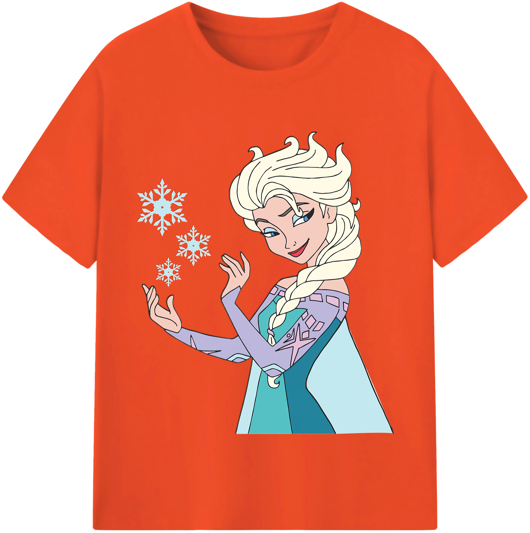 （画像用） アナと雪の女王 アンナ エルサ Frozen Anna Elsa 綿100％半袖Tシャツ（フロントプリント）