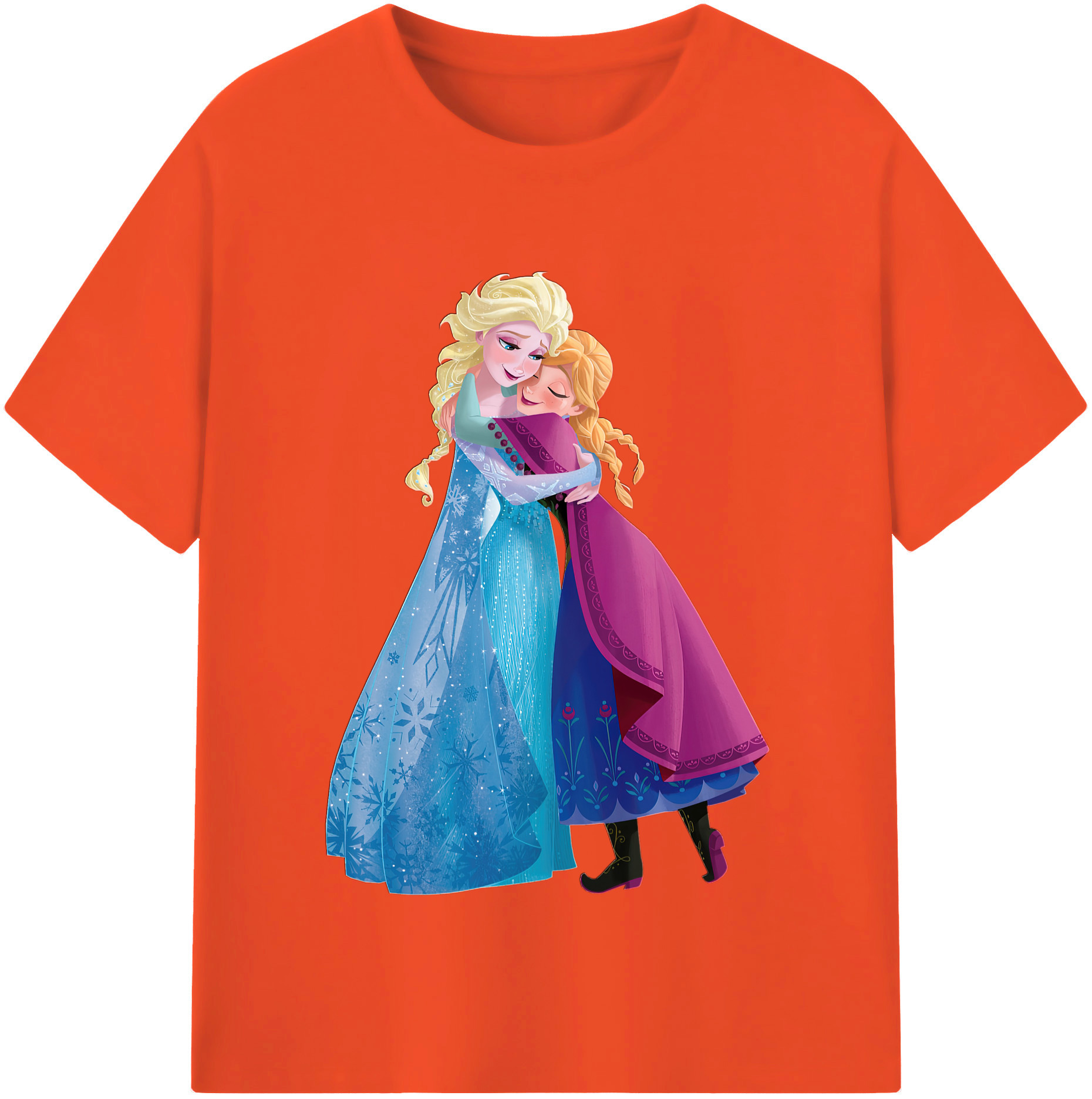 （画像用） アナと雪の女王 アンナ エルサ Frozen Anna Elsa 綿100％半袖Tシャツ（フロントプリント）