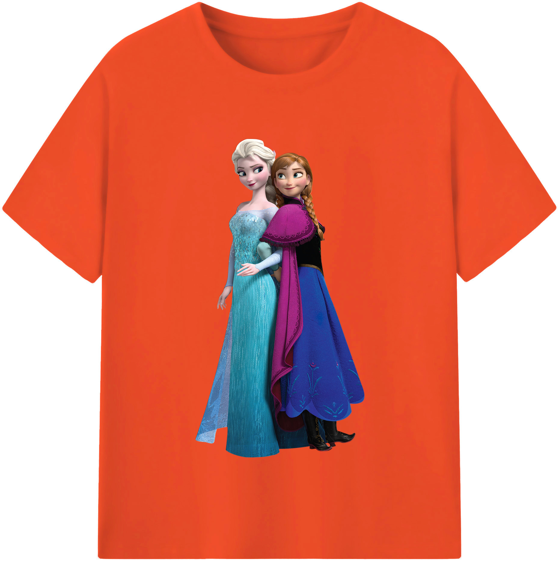 （画像用） アナと雪の女王 アンナ エルサ Frozen Anna Elsa 綿100％半袖Tシャツ（フロントプリント）