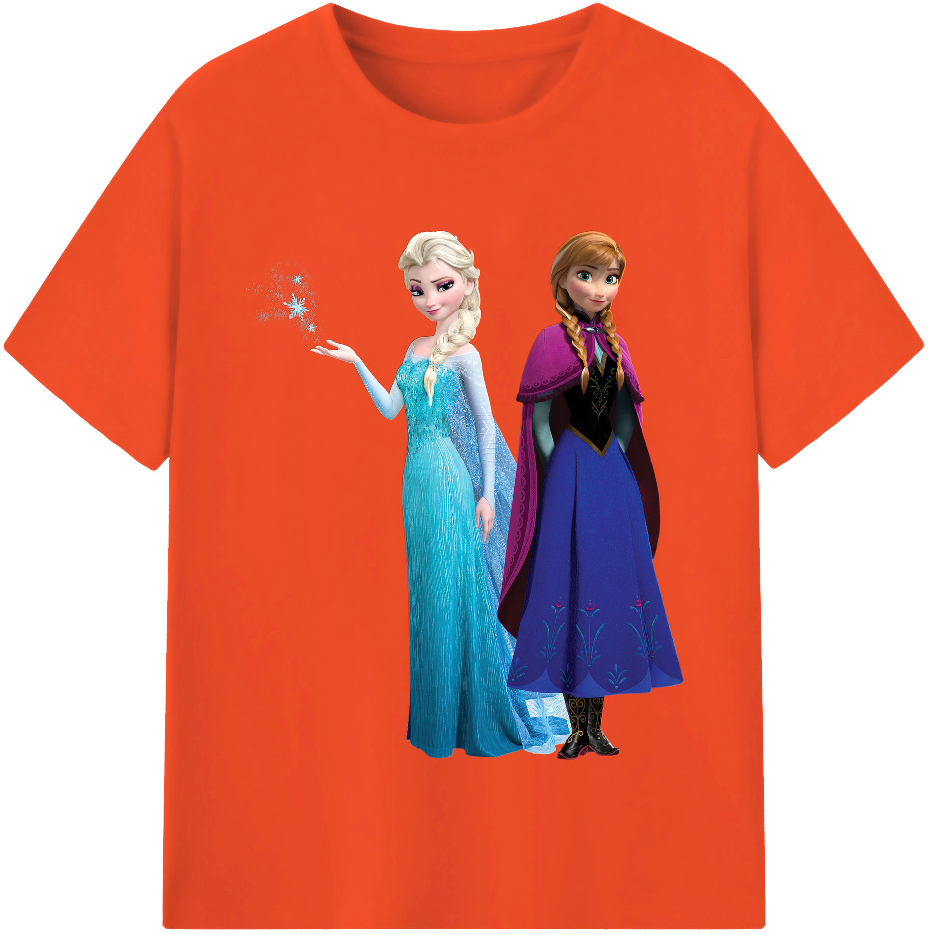 （画像用） アナと雪の女王 アンナ エルサ Frozen Anna Elsa 綿100％半袖Tシャツ（フロントプリント）