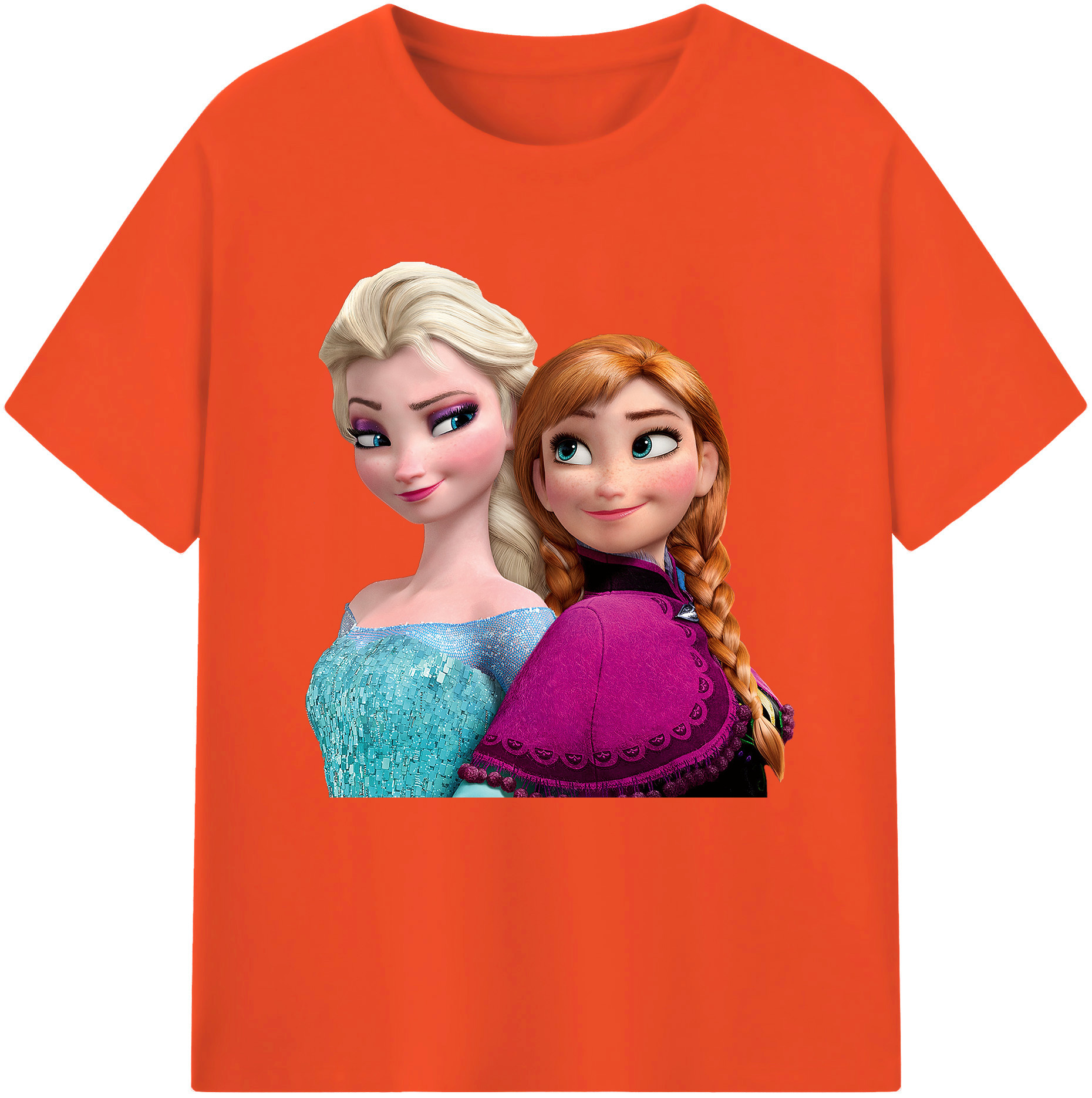 （画像用） アナと雪の女王 アンナ エルサ Frozen Anna Elsa 綿100％半袖Tシャツ（フロントプリント）