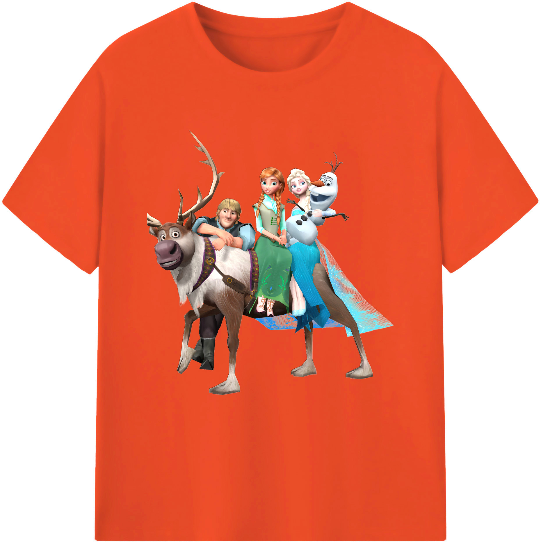（画像用） アナと雪の女王 アンナ エルサ Frozen Anna Elsa 綿100％半袖Tシャツ（フロントプリント）