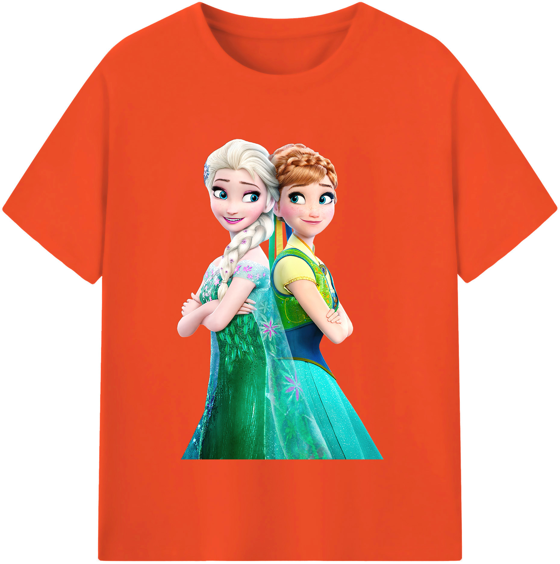 （画像用） アナと雪の女王 アンナ エルサ Frozen Anna Elsa 綿100％半袖Tシャツ（フロントプリント）