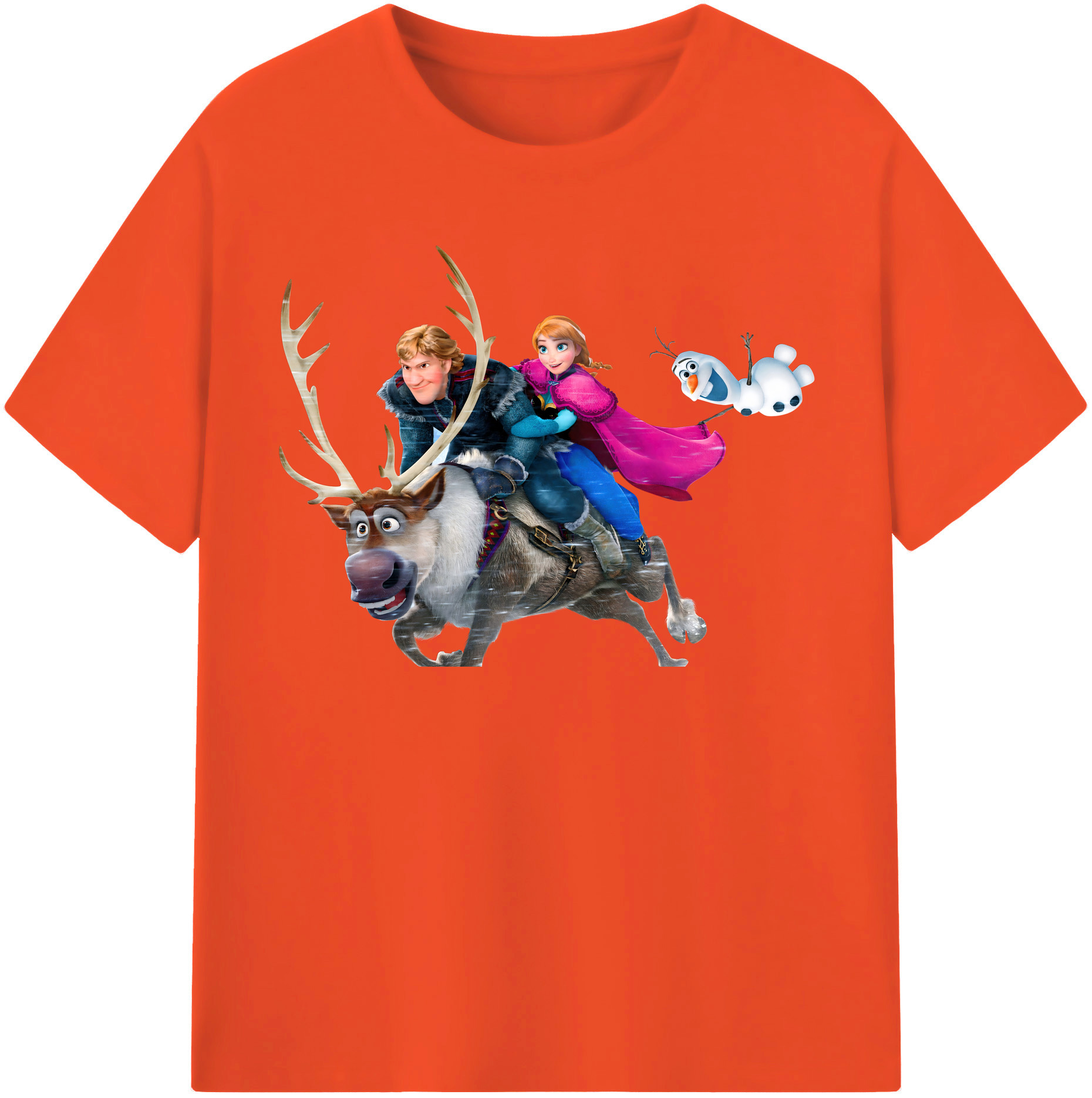 （画像用） アナと雪の女王 アンナ エルサ Frozen Anna Elsa 綿100％半袖Tシャツ（フロントプリント）