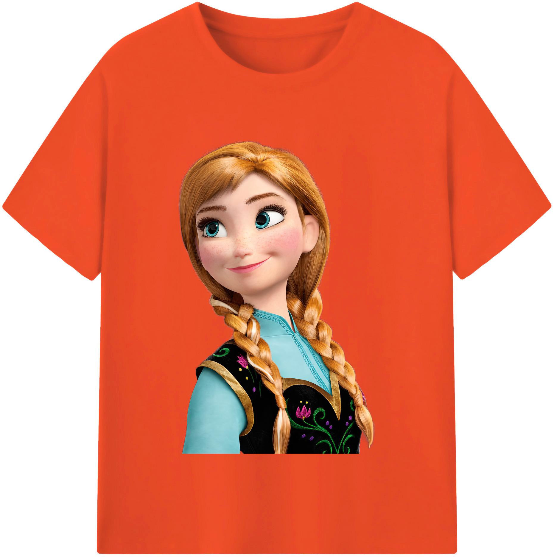 （画像用） アナと雪の女王 アンナ エルサ Frozen Anna Elsa 綿100％半袖Tシャツ（フロントプリント）