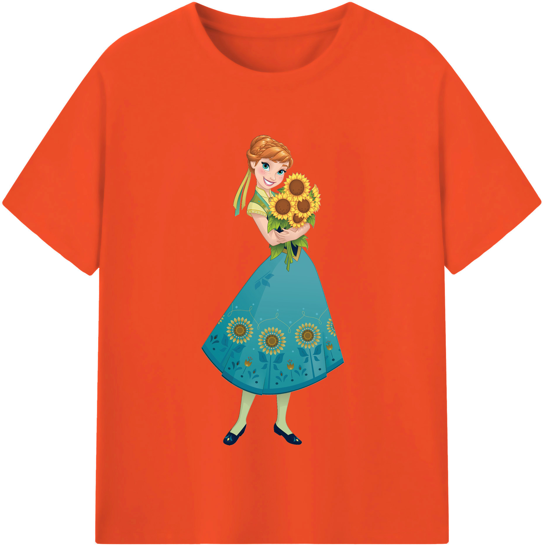 （画像用） アナと雪の女王 アンナ エルサ Frozen Anna Elsa 綿100％半袖Tシャツ（フロントプリント）