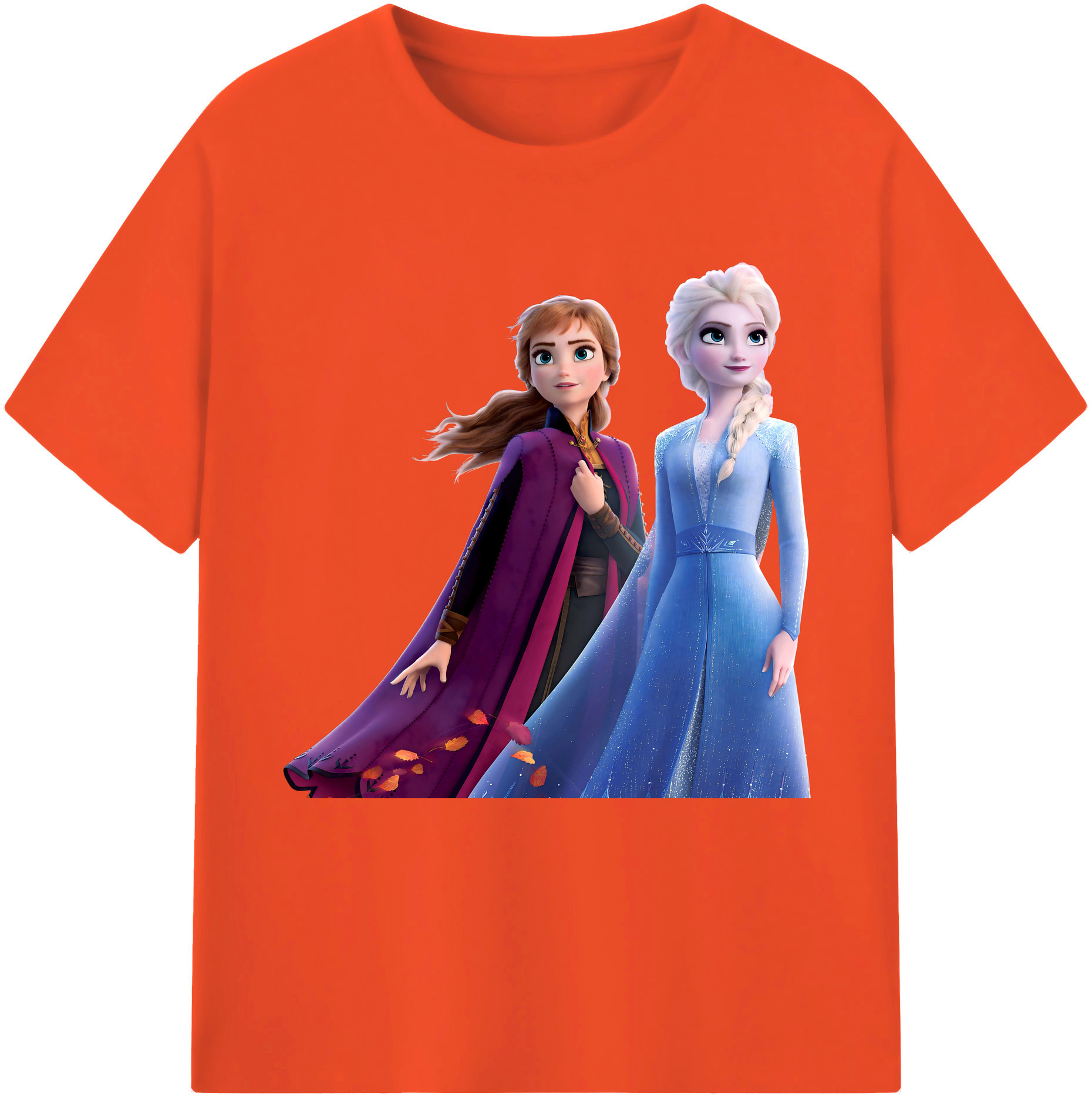 （画像用） アナと雪の女王 アンナ エルサ Frozen Anna Elsa 綿100％半袖Tシャツ（フロントプリント）