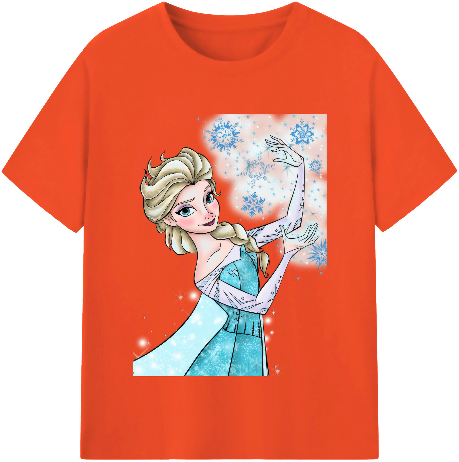 （画像用） アナと雪の女王 アンナ エルサ Frozen Anna Elsa 綿100％半袖Tシャツ（フロントプリント）