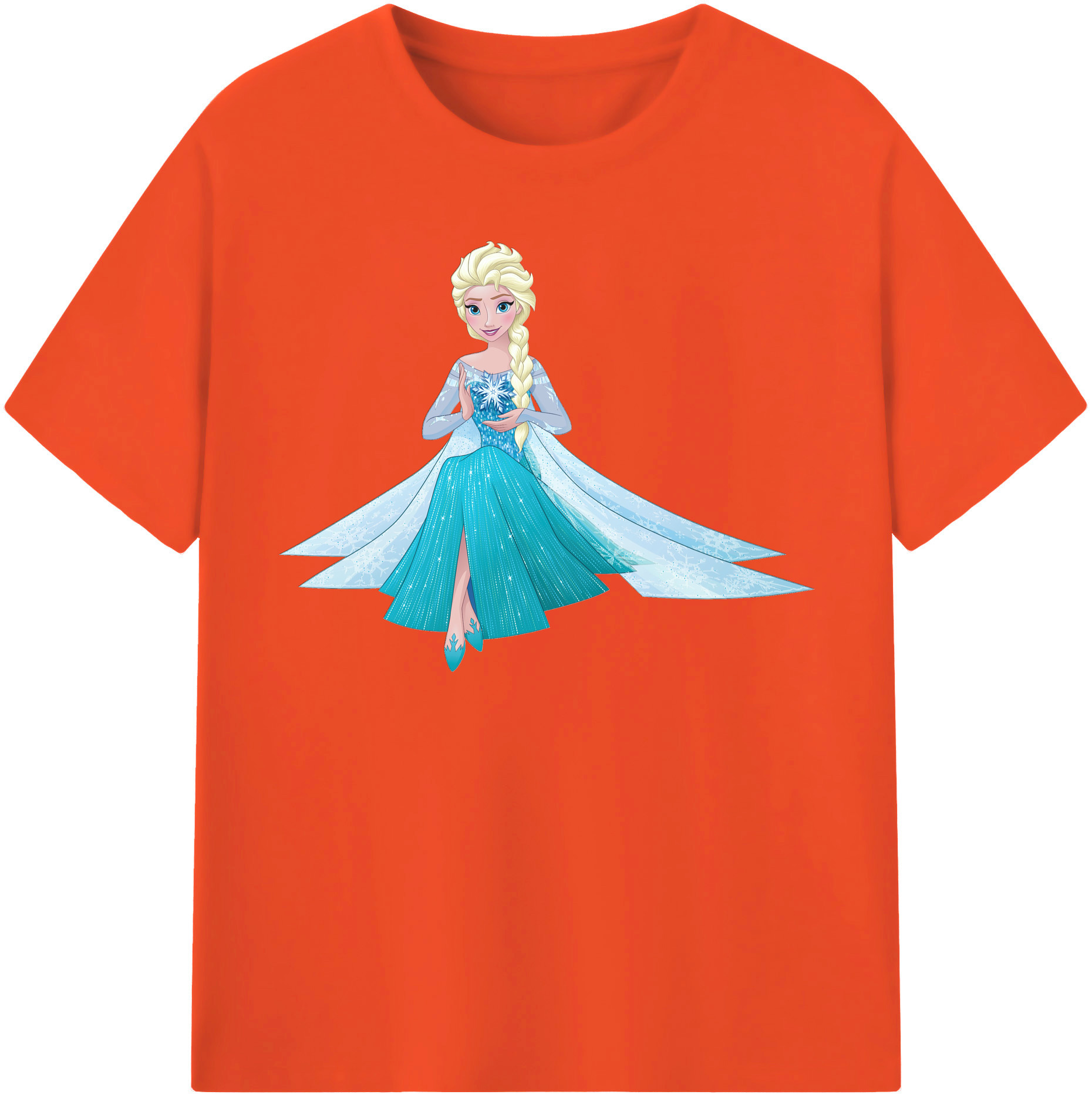 （画像用） アナと雪の女王 アンナ エルサ Frozen Anna Elsa 綿100％半袖Tシャツ（フロントプリント）