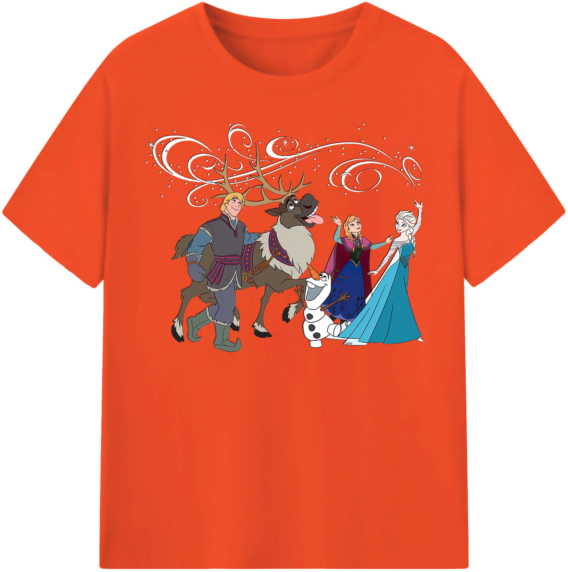（画像用） アナと雪の女王 アンナ エルサ Frozen Anna Elsa 綿100％半袖Tシャツ（フロントプリント）