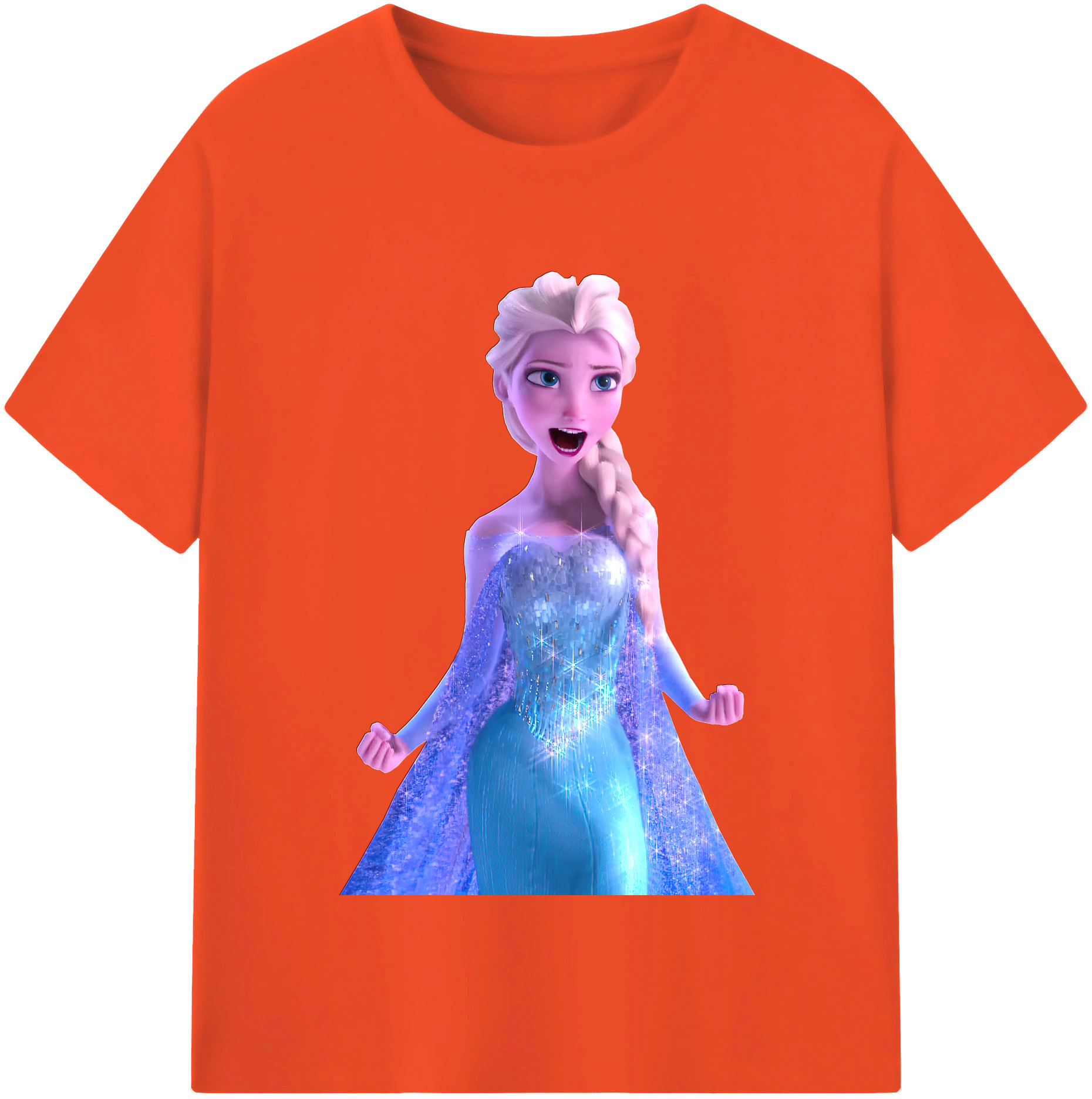 （画像用） アナと雪の女王 アンナ エルサ Frozen Anna Elsa 綿100％半袖Tシャツ（フロントプリント）