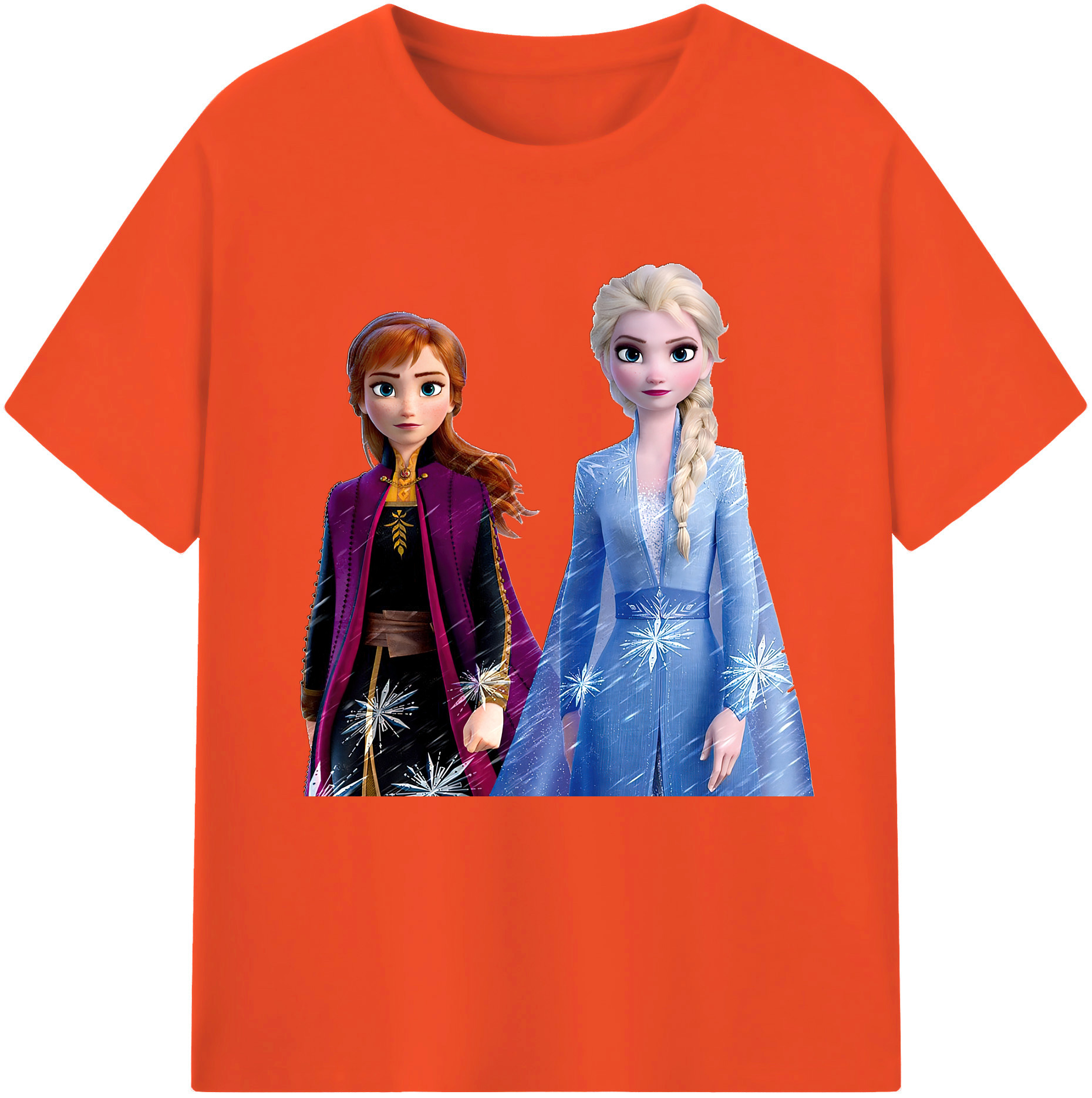（画像用） アナと雪の女王 アンナ エルサ Frozen Anna Elsa 綿100％半袖Tシャツ（フロントプリント）