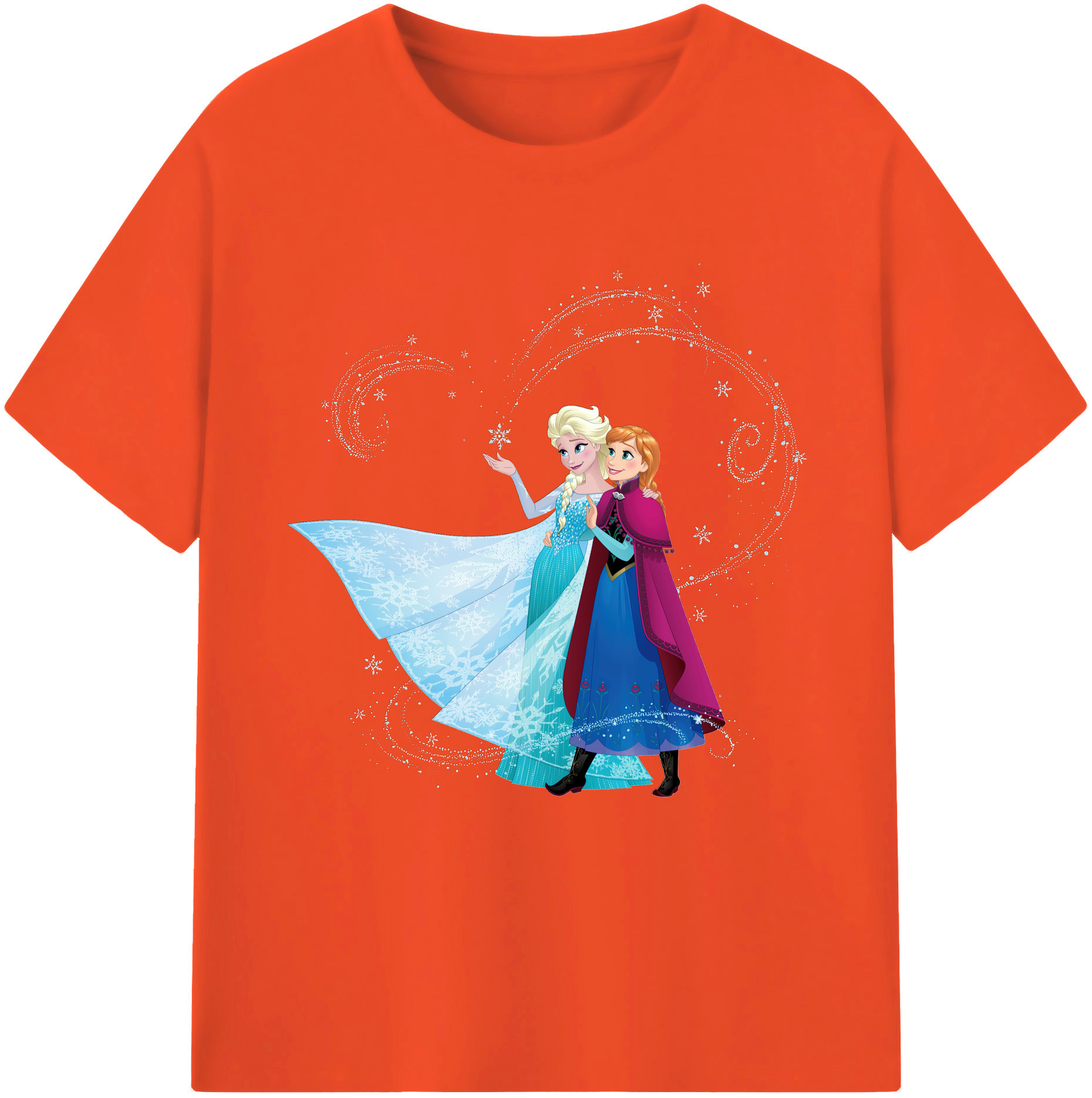 （画像用） アナと雪の女王 アンナ エルサ Frozen Anna Elsa 綿100％半袖Tシャツ（フロントプリント）