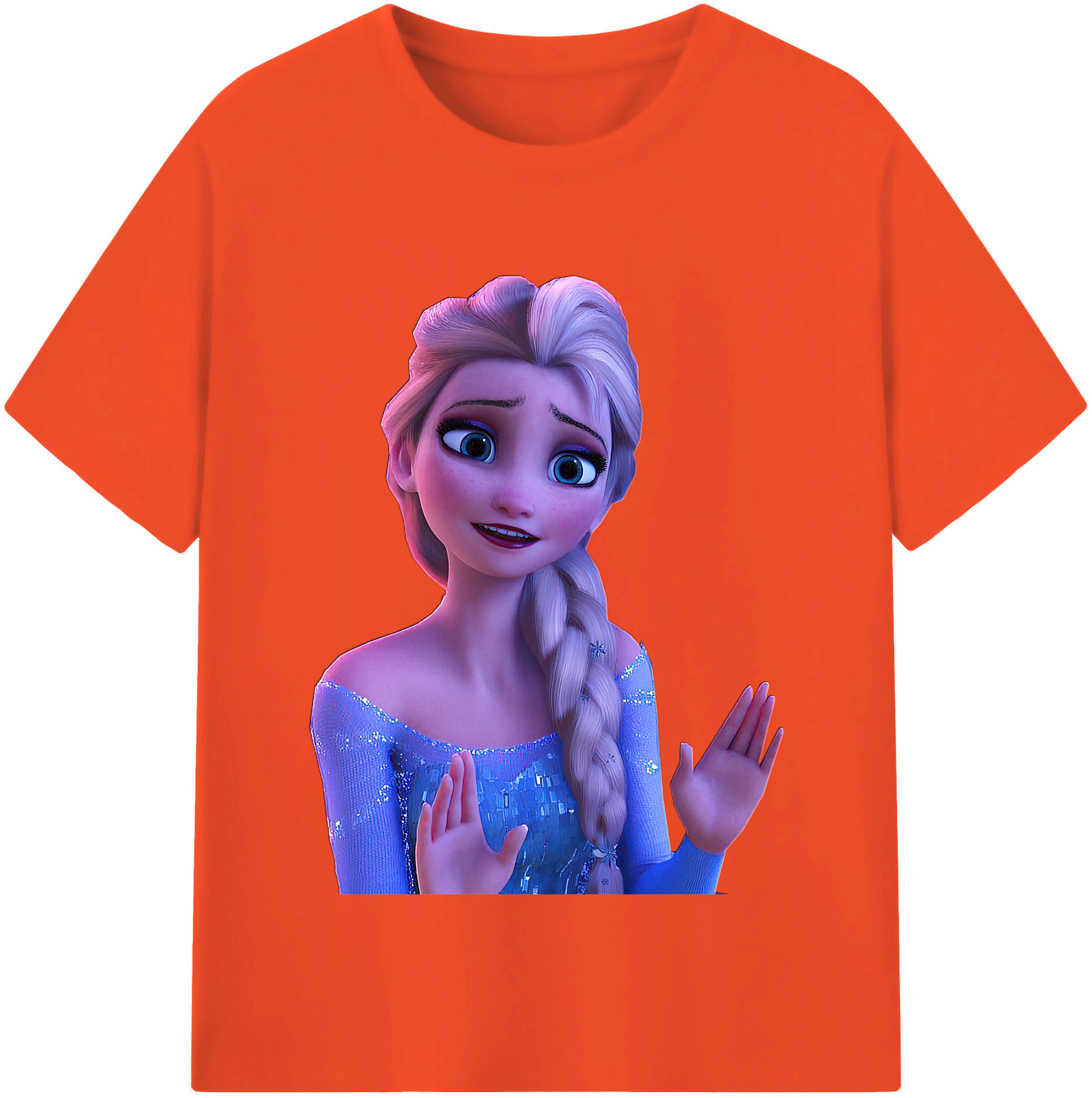 （画像用） アナと雪の女王 アンナ エルサ Frozen Anna Elsa 綿100％半袖Tシャツ（フロントプリント）