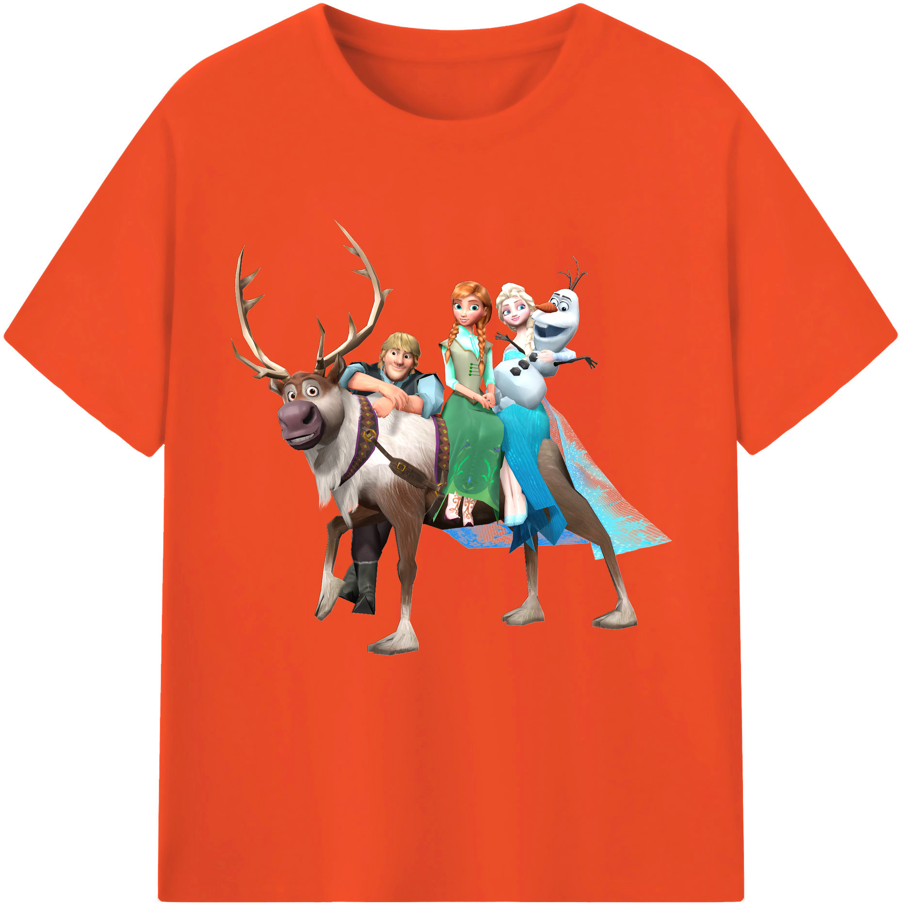 （画像用） アナと雪の女王 アンナ エルサ Frozen Anna Elsa 綿100％半袖Tシャツ（フロントプリント）