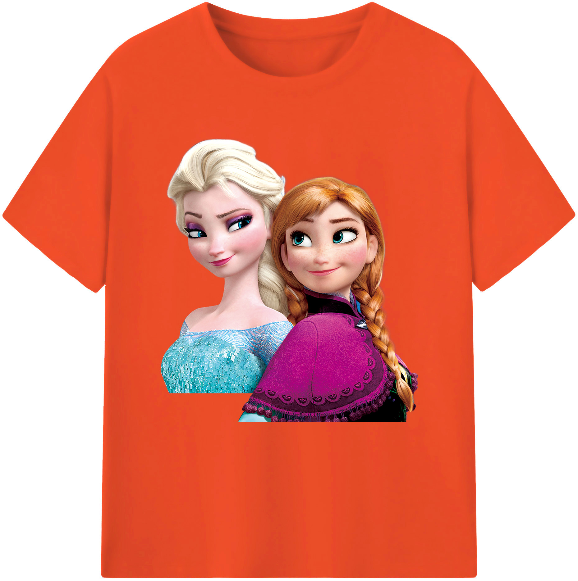 （画像用） アナと雪の女王 アンナ エルサ Frozen Anna Elsa 綿100％半袖Tシャツ（フロントプリント）