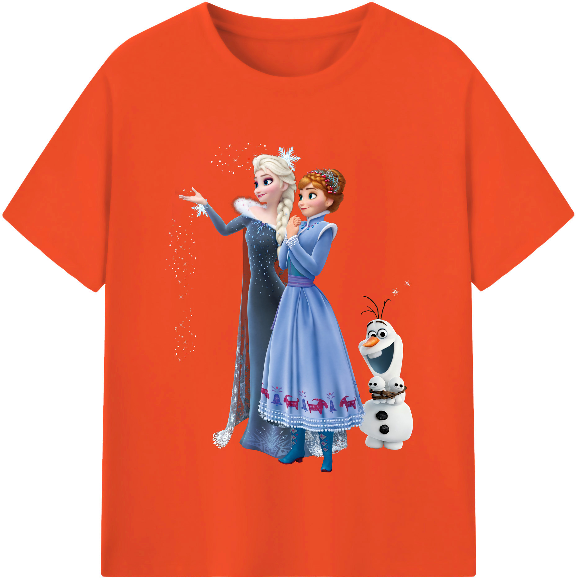 （画像用） アナと雪の女王 アンナ エルサ Frozen Anna Elsa 綿100％半袖Tシャツ（フロントプリント）