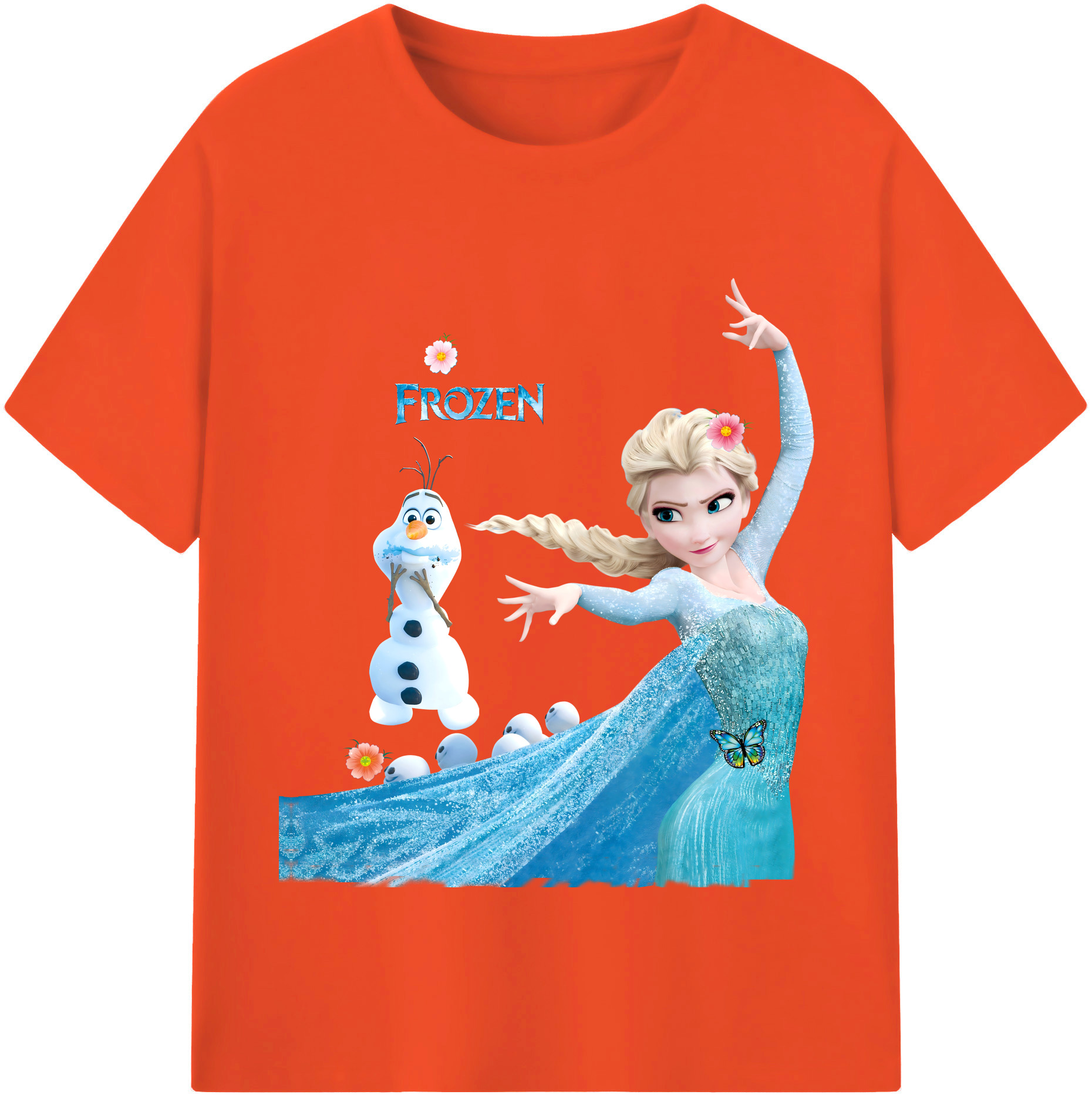（画像用） アナと雪の女王 アンナ エルサ Frozen Anna Elsa 綿100％半袖Tシャツ（フロントプリント）