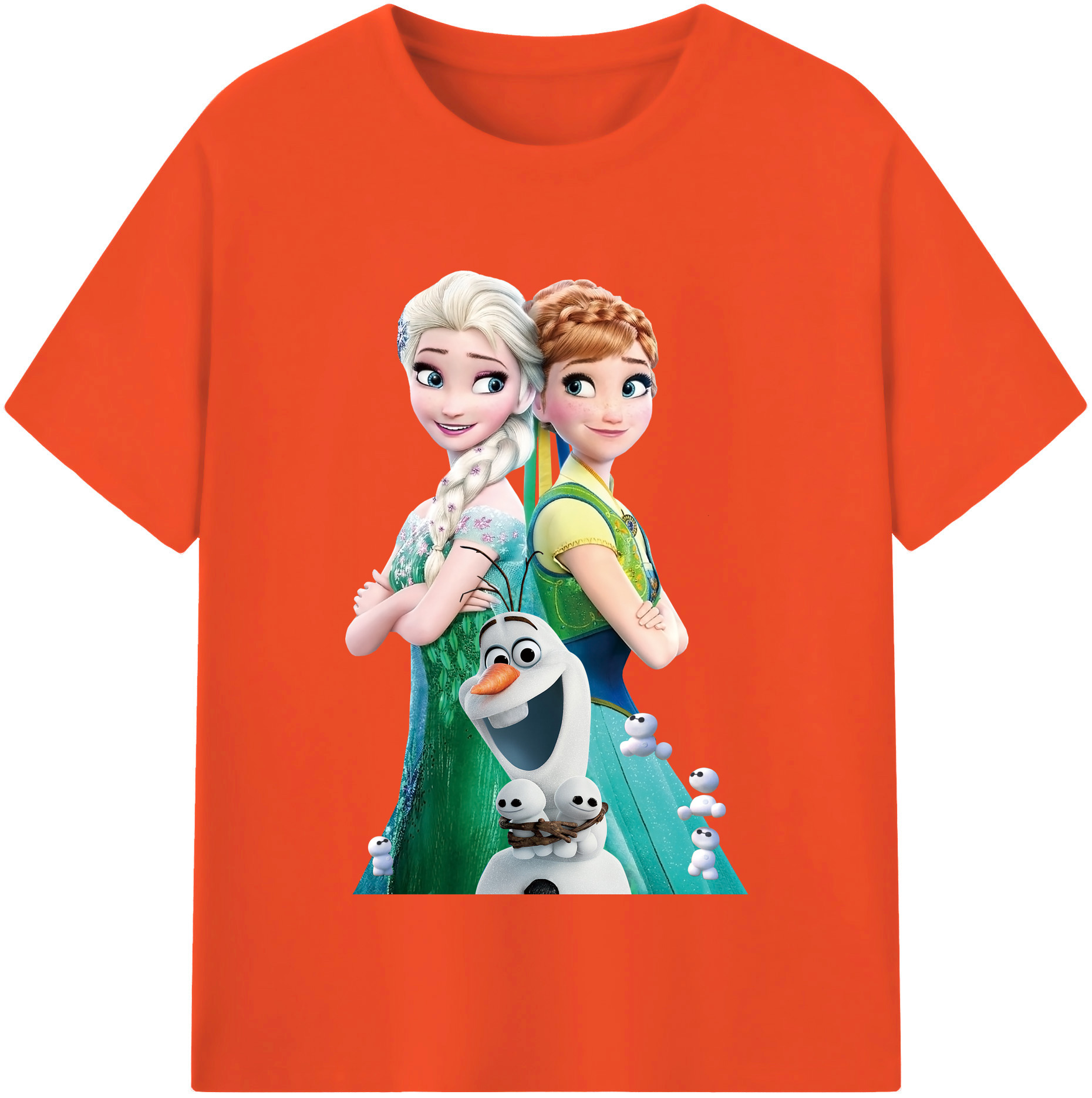 （画像用） アナと雪の女王 アンナ エルサ Frozen Anna Elsa 綿100％半袖Tシャツ（フロントプリント）
