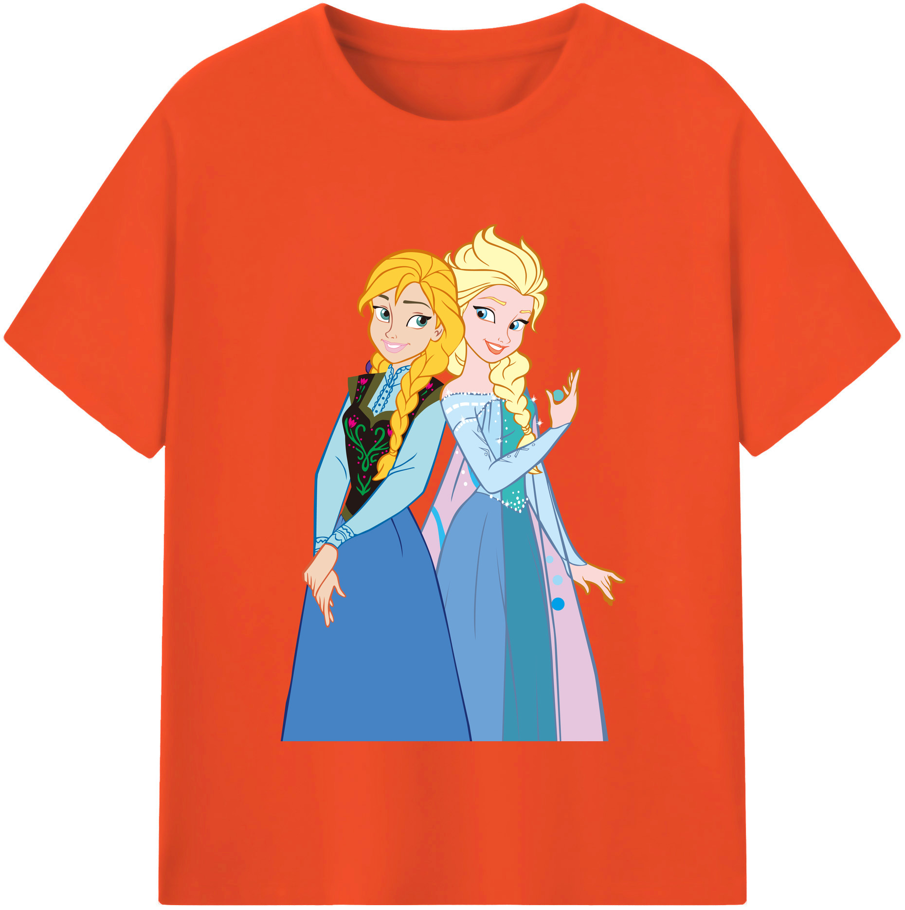 （画像用） アナと雪の女王 アンナ エルサ Frozen Anna Elsa 綿100％半袖Tシャツ（フロントプリント）